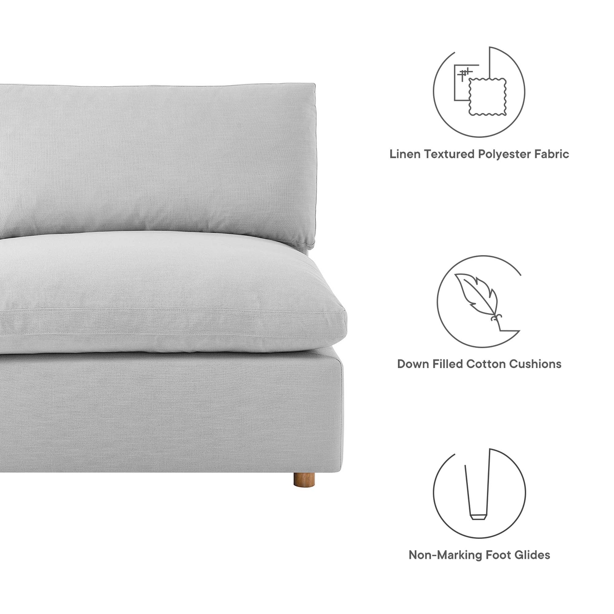 Chaise sans accoudoirs rembourrée en duvet Commix