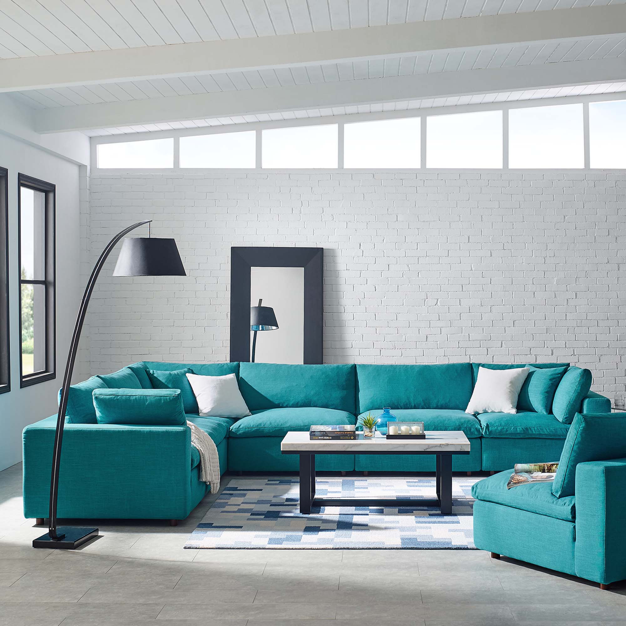 Commix 6 Piece Down Filled Overstuffed Sectional Sofa Set