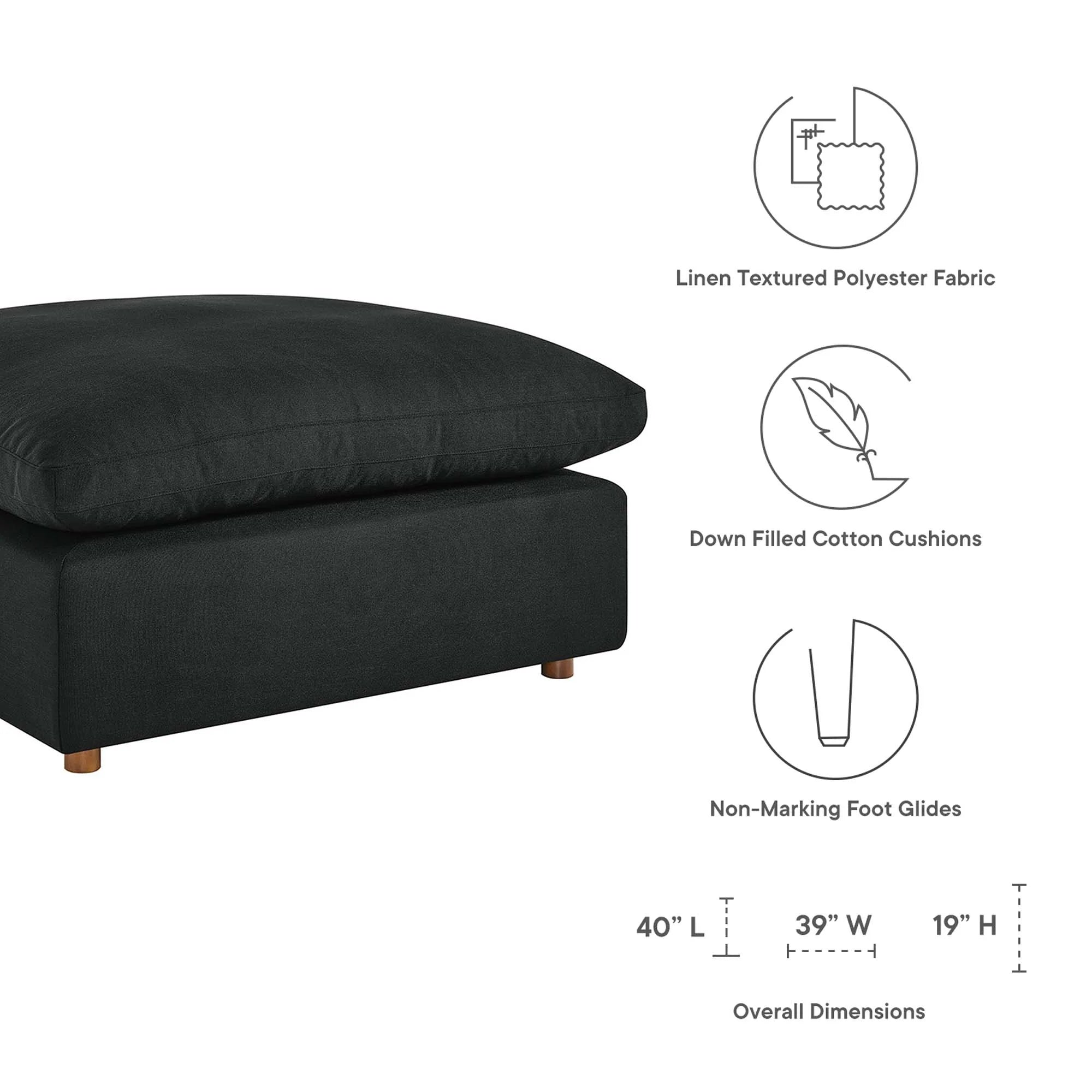 Chaise sans accoudoirs rembourrée en duvet Commix