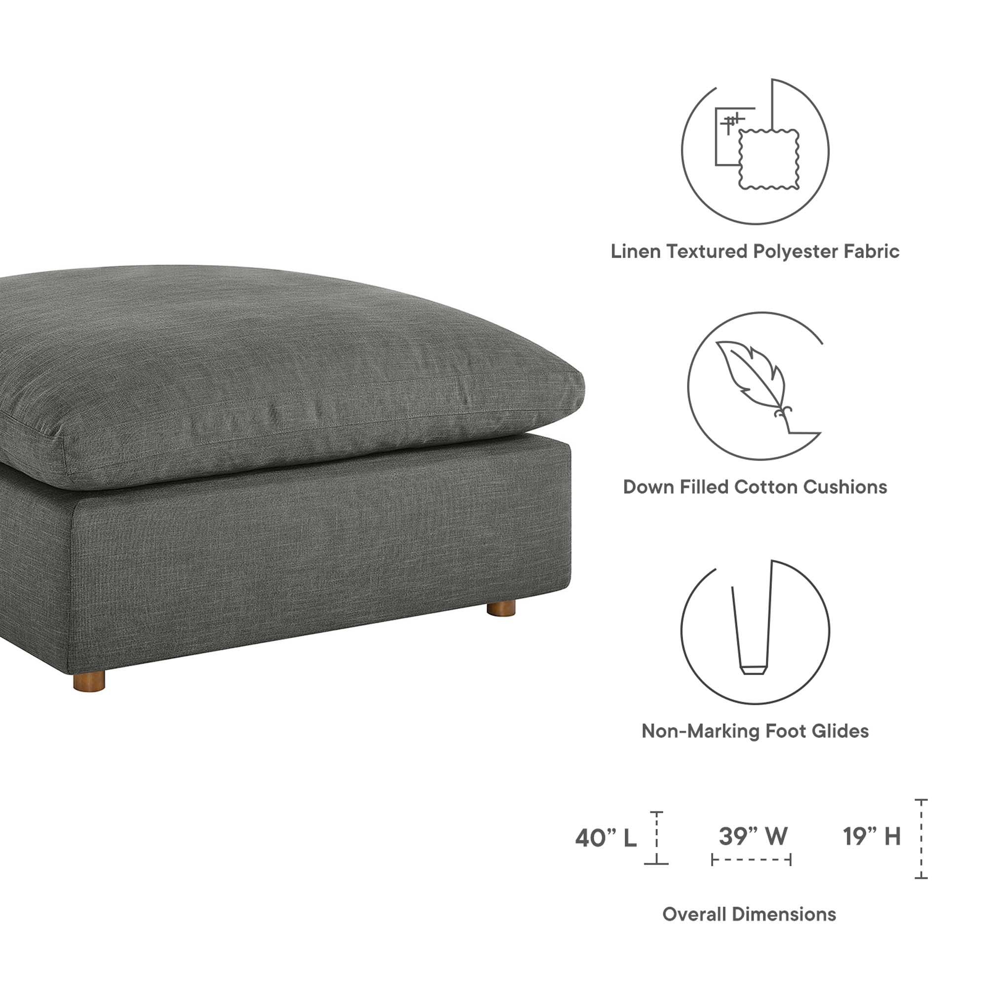 Chaise sans accoudoirs rembourrée en duvet Commix