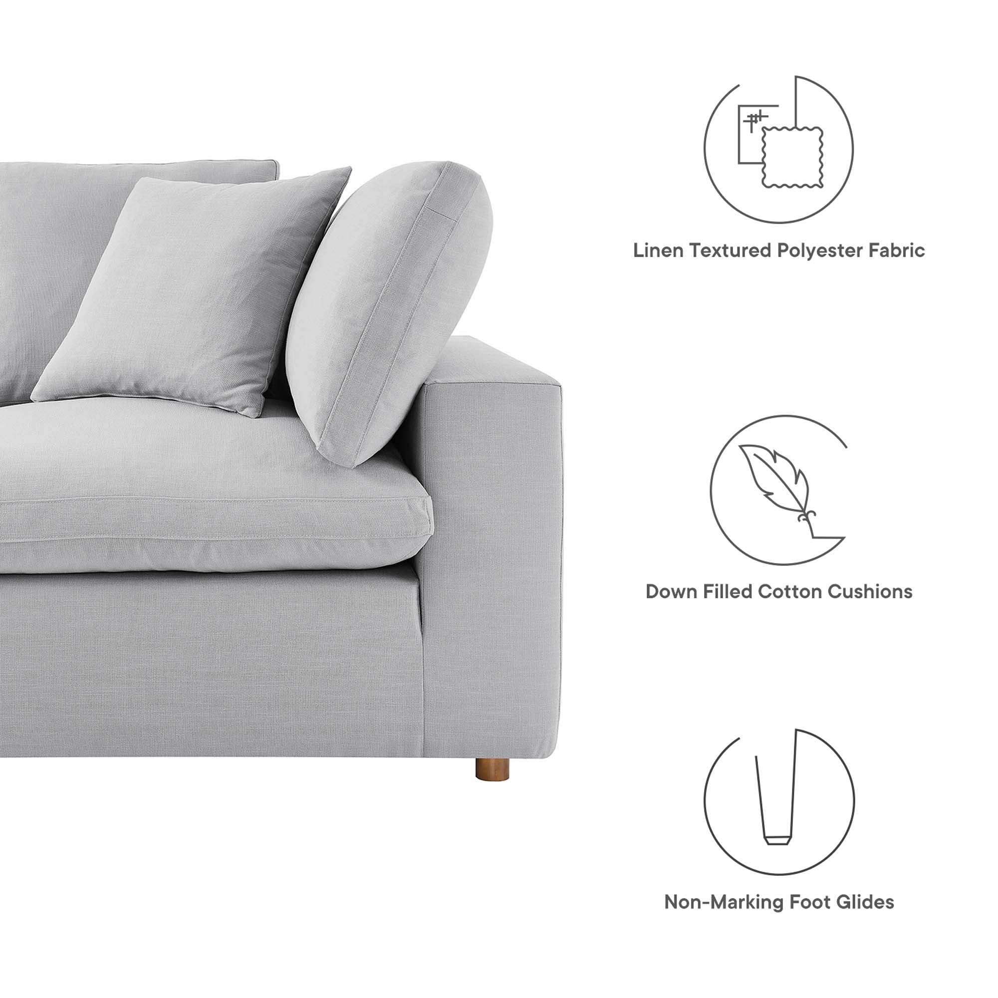 Chaise sans accoudoirs rembourrée en duvet Commix