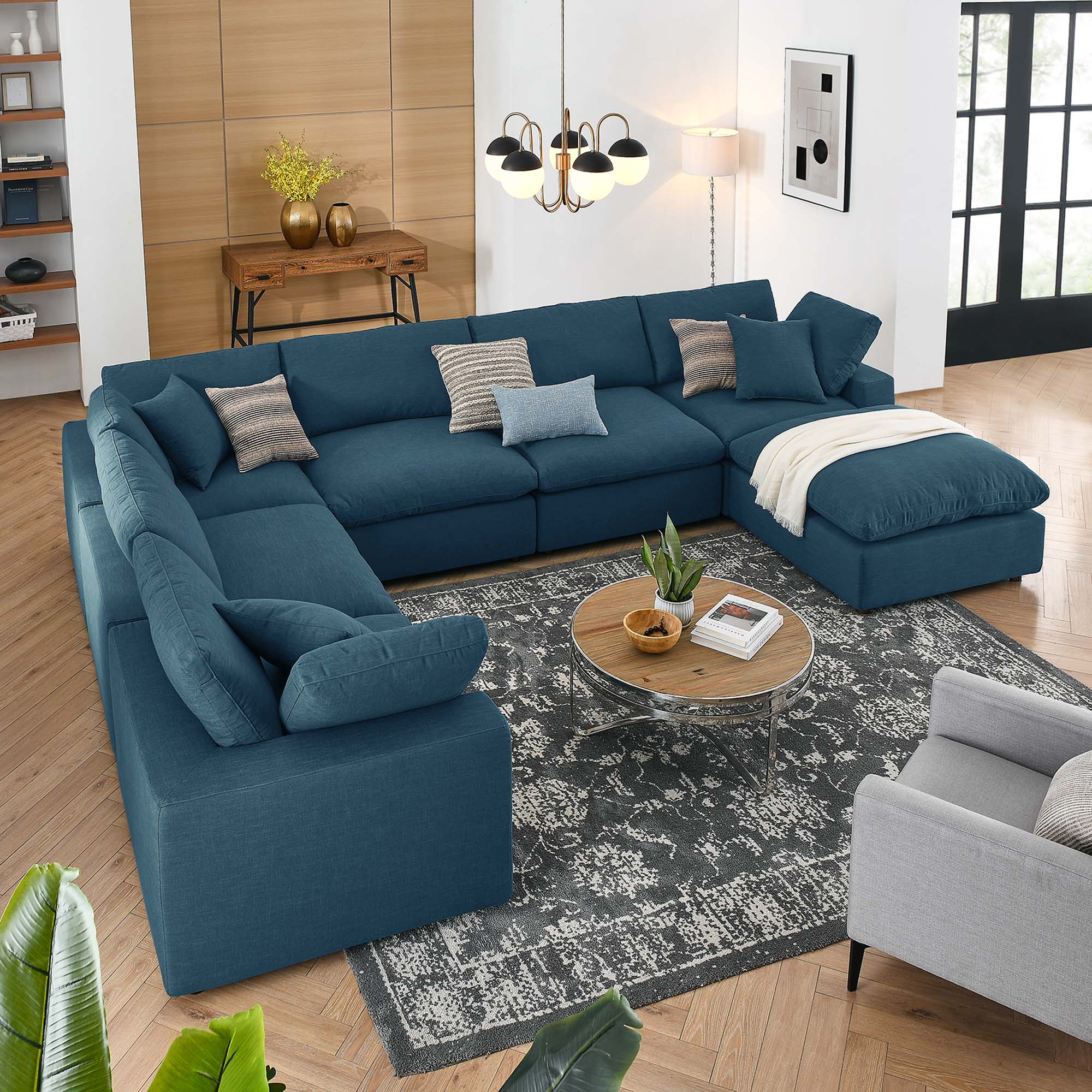 Commix 7-Piece Down Filled Overstuffed Sectional Sofa