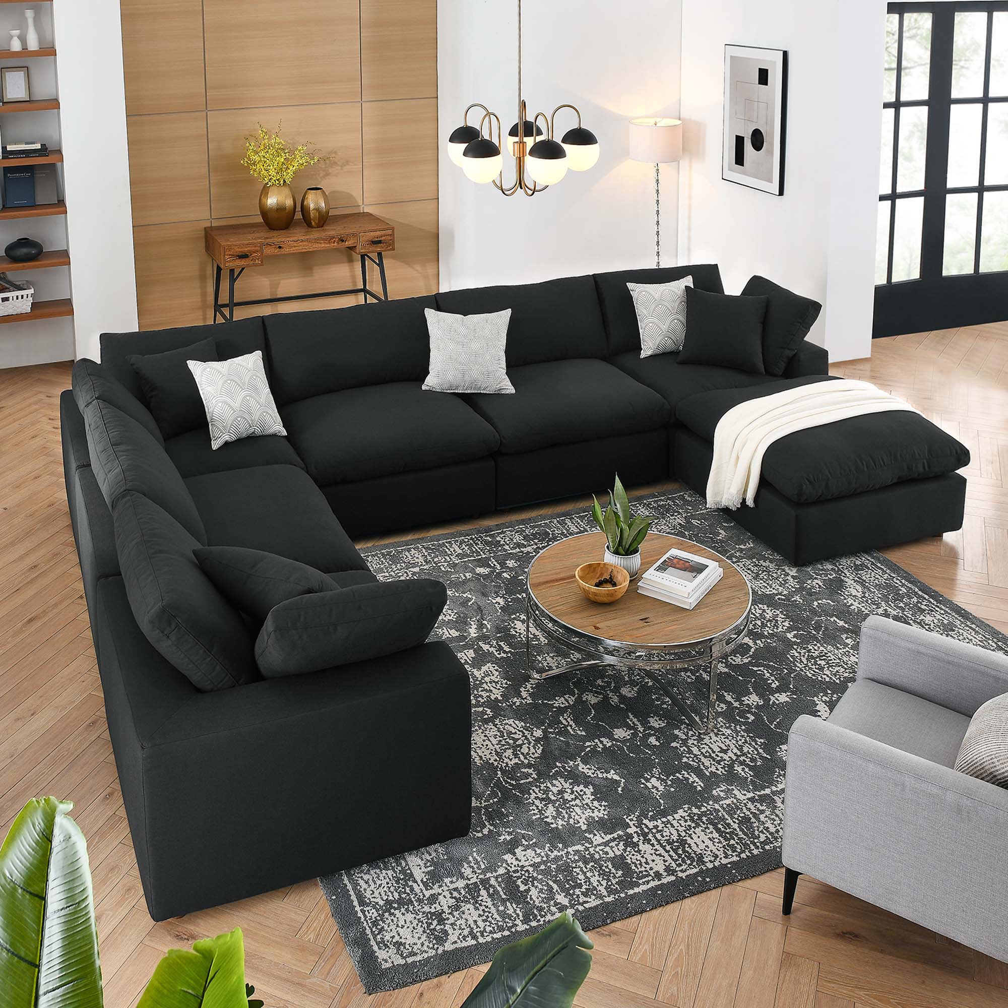 Commix 7-Piece Down Filled Overstuffed Sectional Sofa