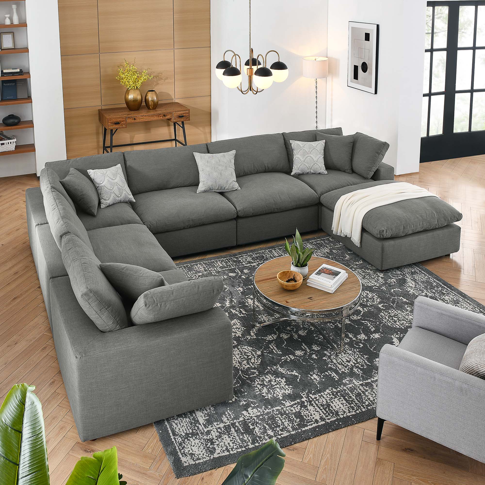 Commix 7-Piece Down Filled Overstuffed Sectional Sofa