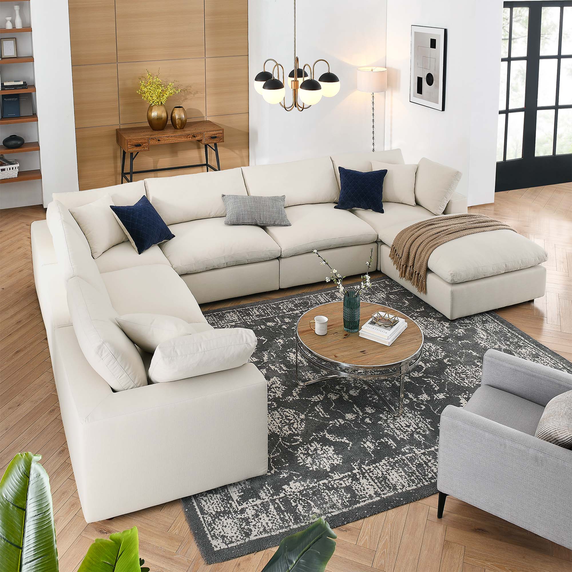 Commix 7-Piece Down Filled Overstuffed Sectional Sofa