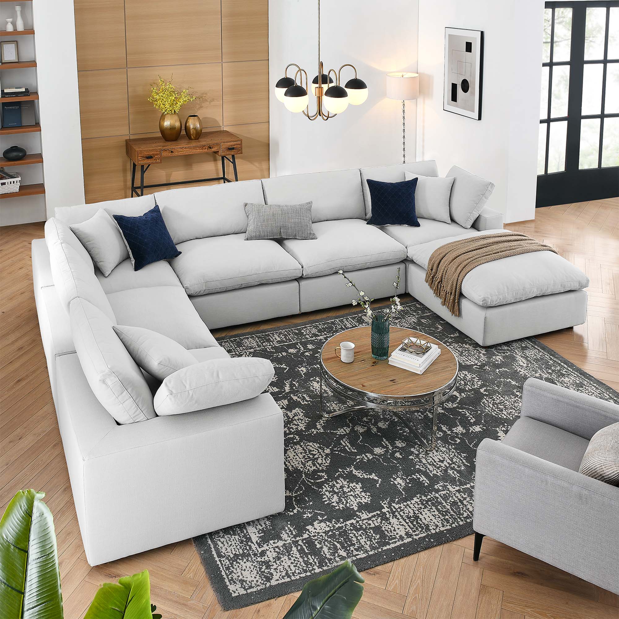 Commix 7-Piece Down Filled Overstuffed Sectional Sofa