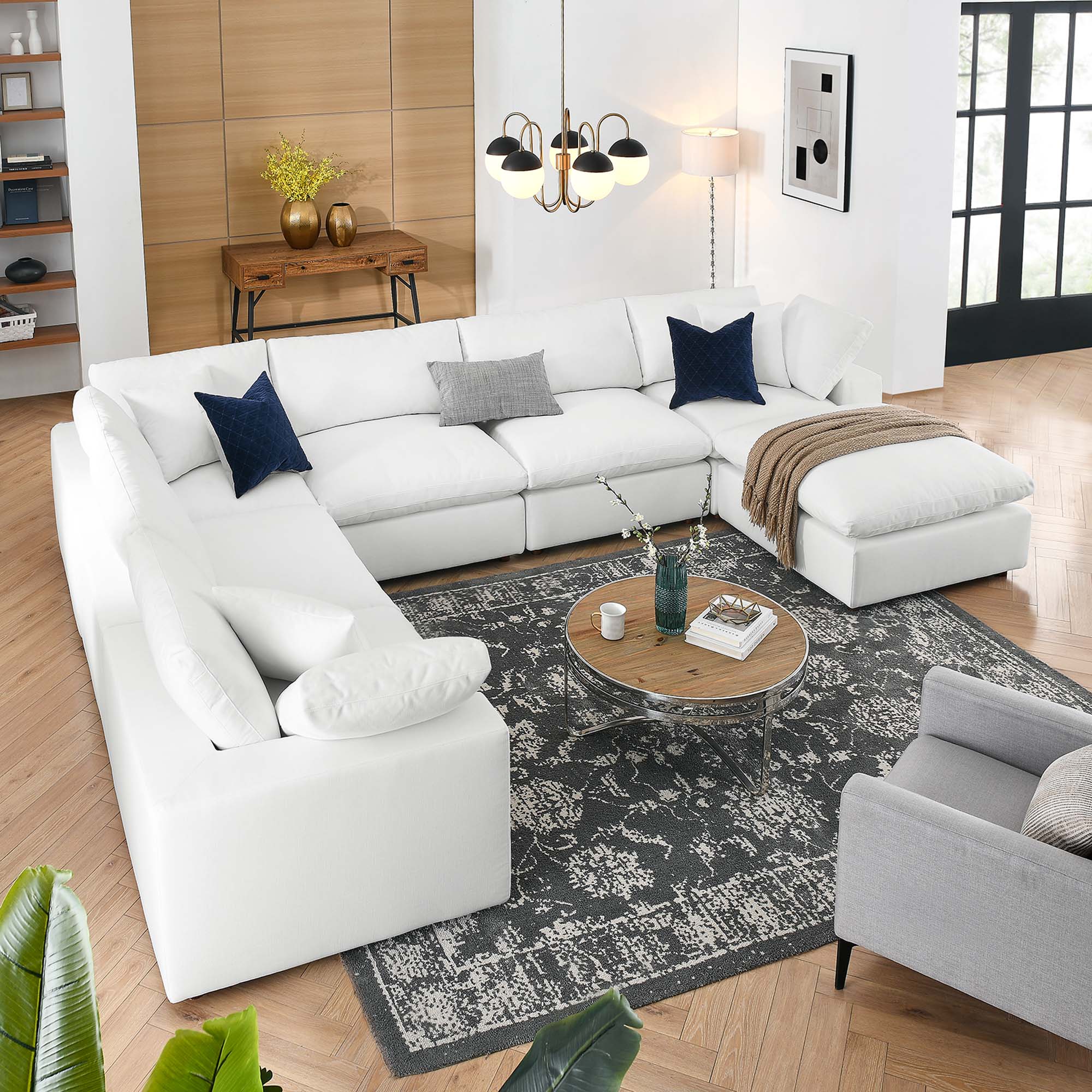 Commix 7-Piece Down Filled Overstuffed Sectional Sofa