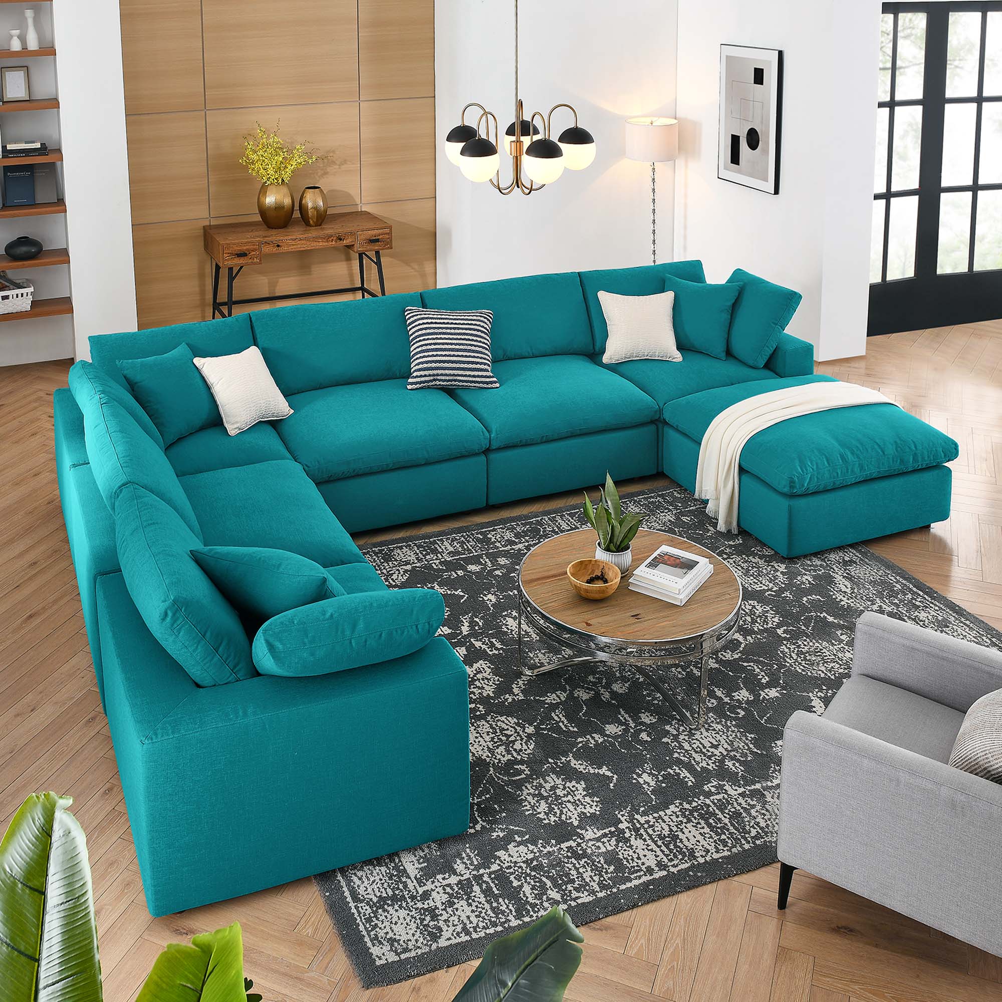 Commix 7-Piece Down Filled Overstuffed Sectional Sofa