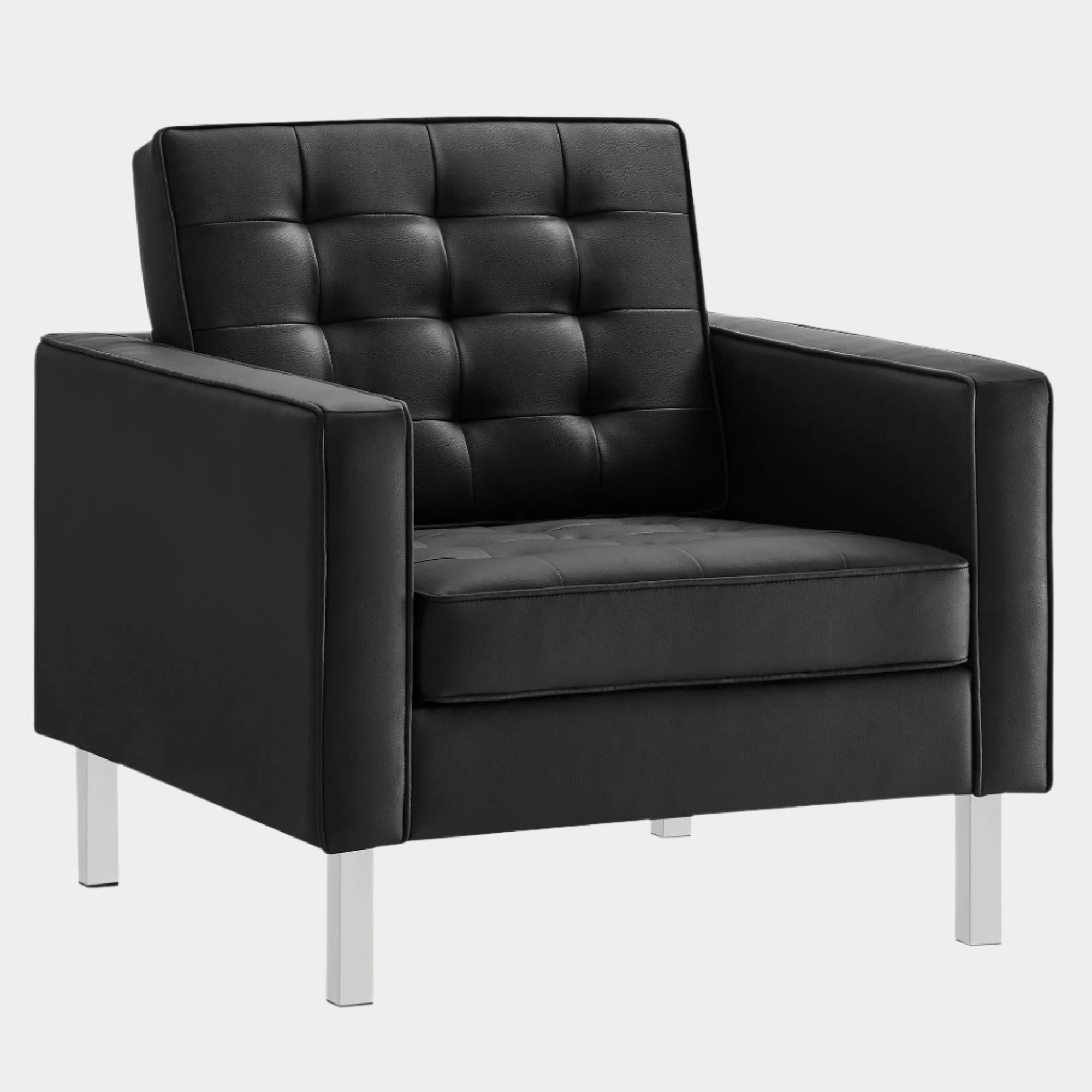 Fauteuil en cuir vegan capitonné Loft