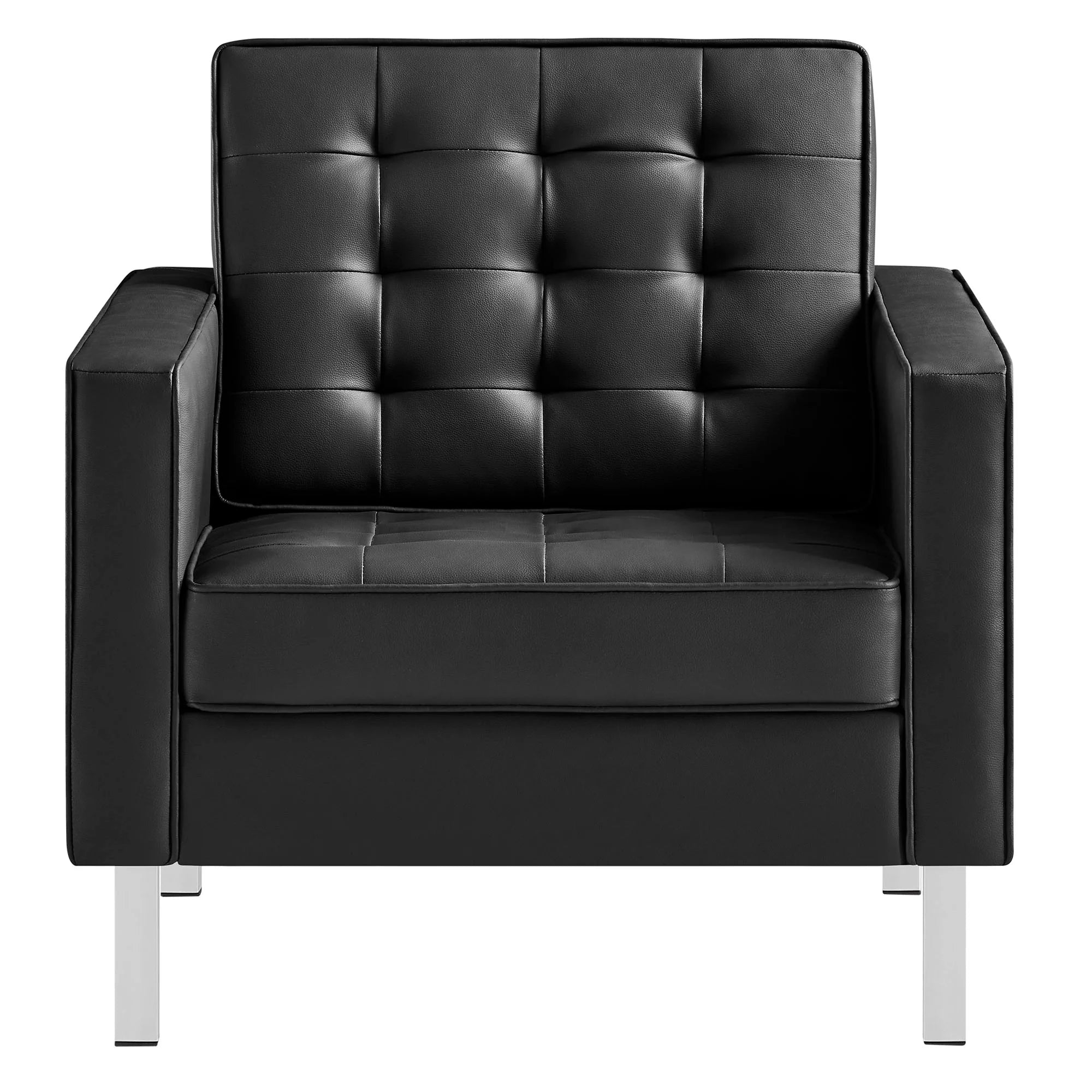 Fauteuil en cuir vegan capitonné Loft