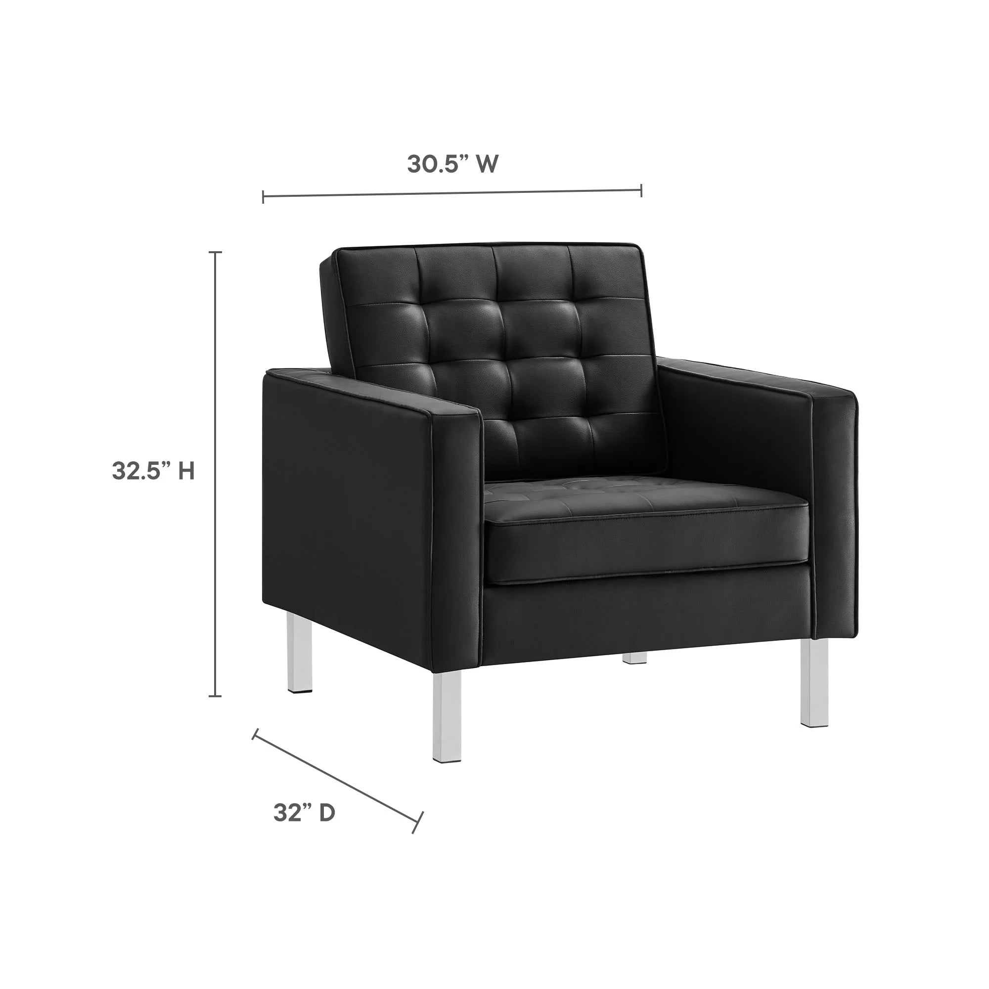 Fauteuil en cuir vegan capitonné Loft