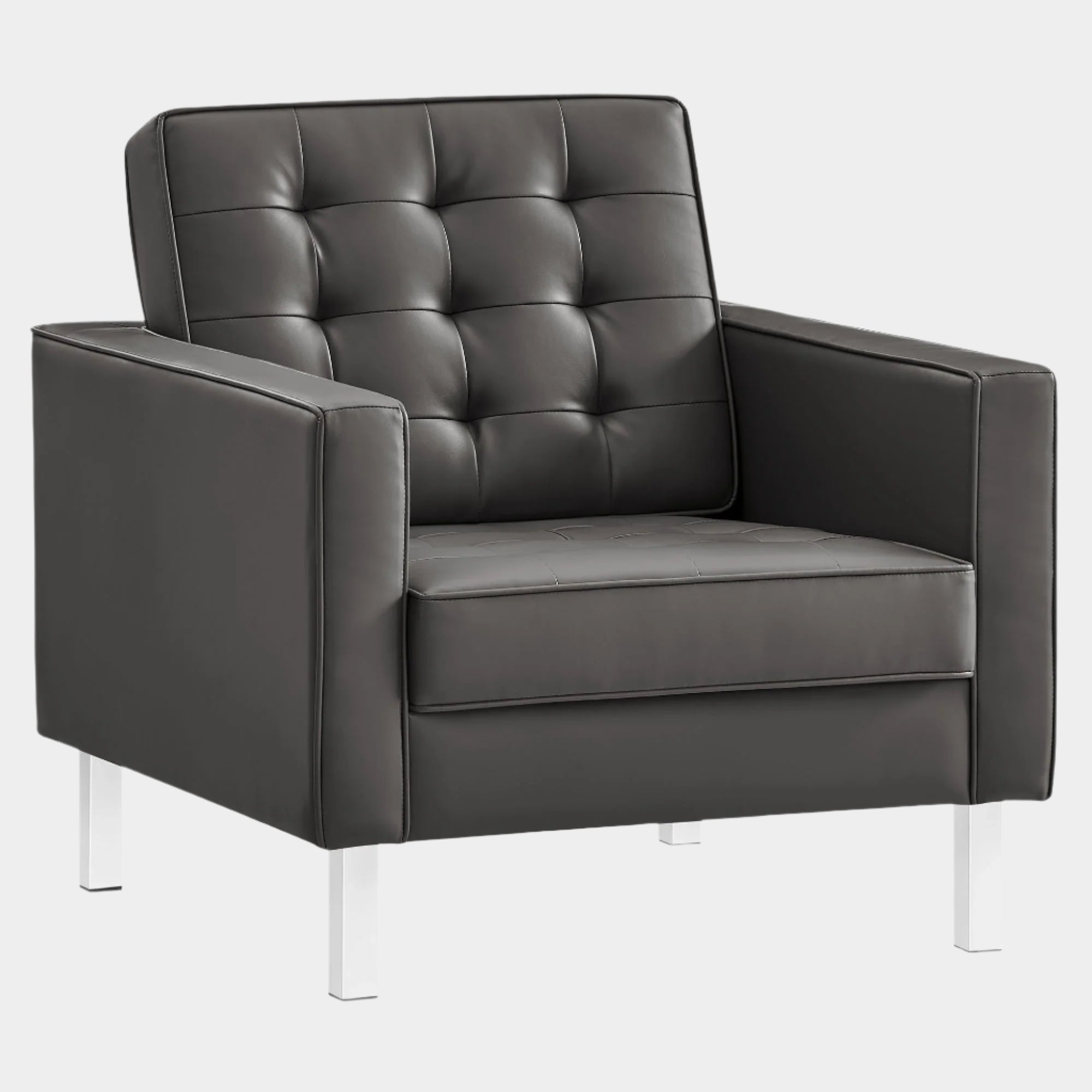 Fauteuil en cuir vegan capitonné Loft