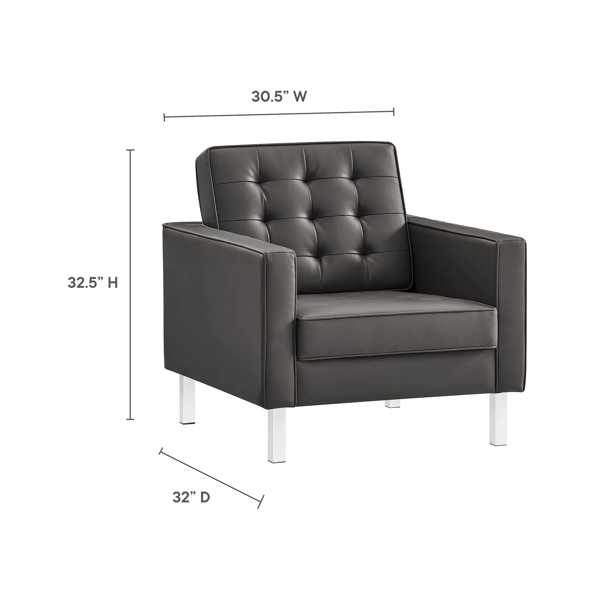 Fauteuil en cuir vegan capitonné Loft