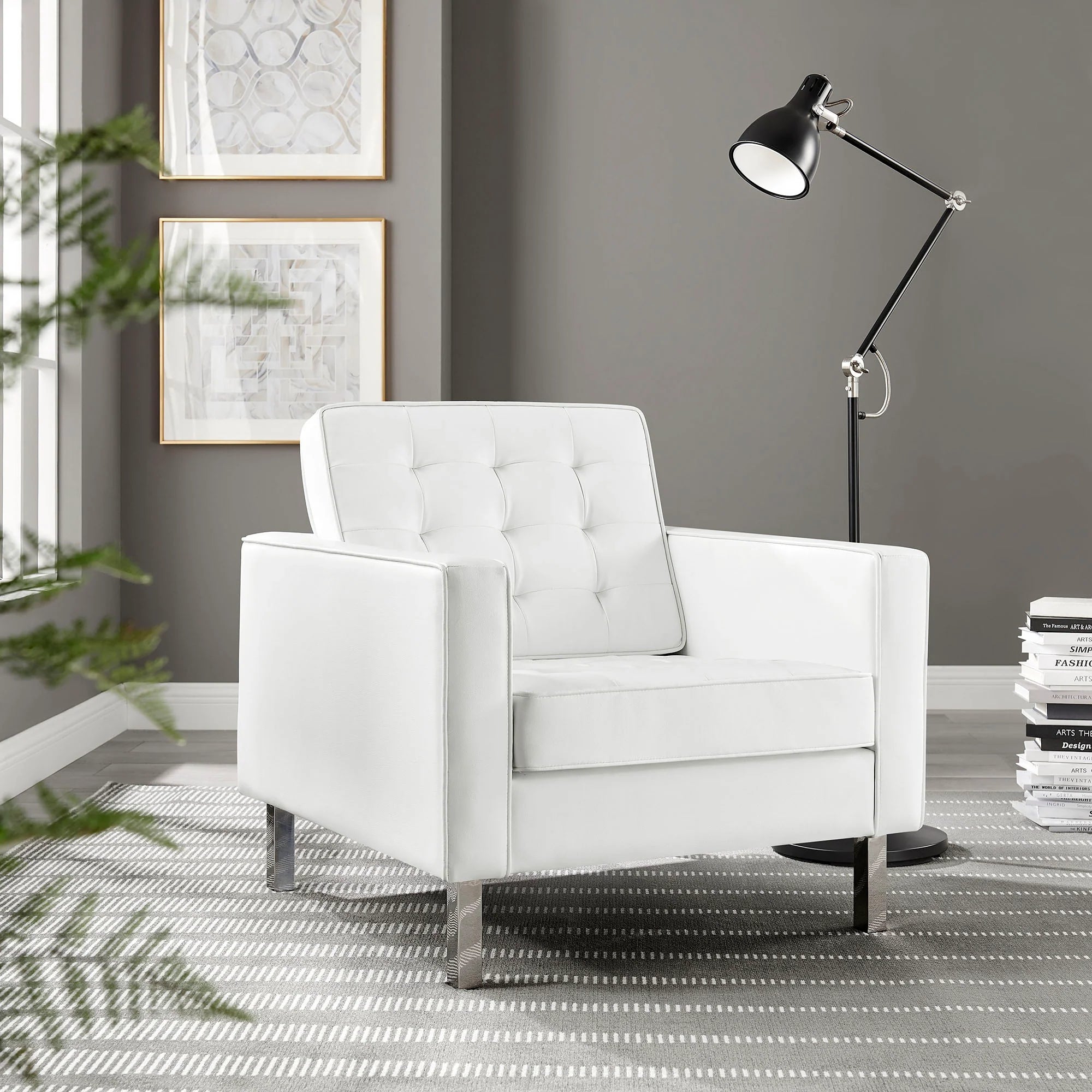 Fauteuil en cuir vegan capitonné Loft