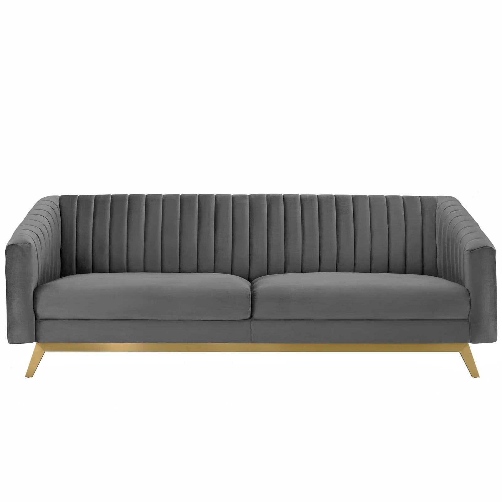 Valiant Vertical Channel Tufted Performance Velvet Sofa