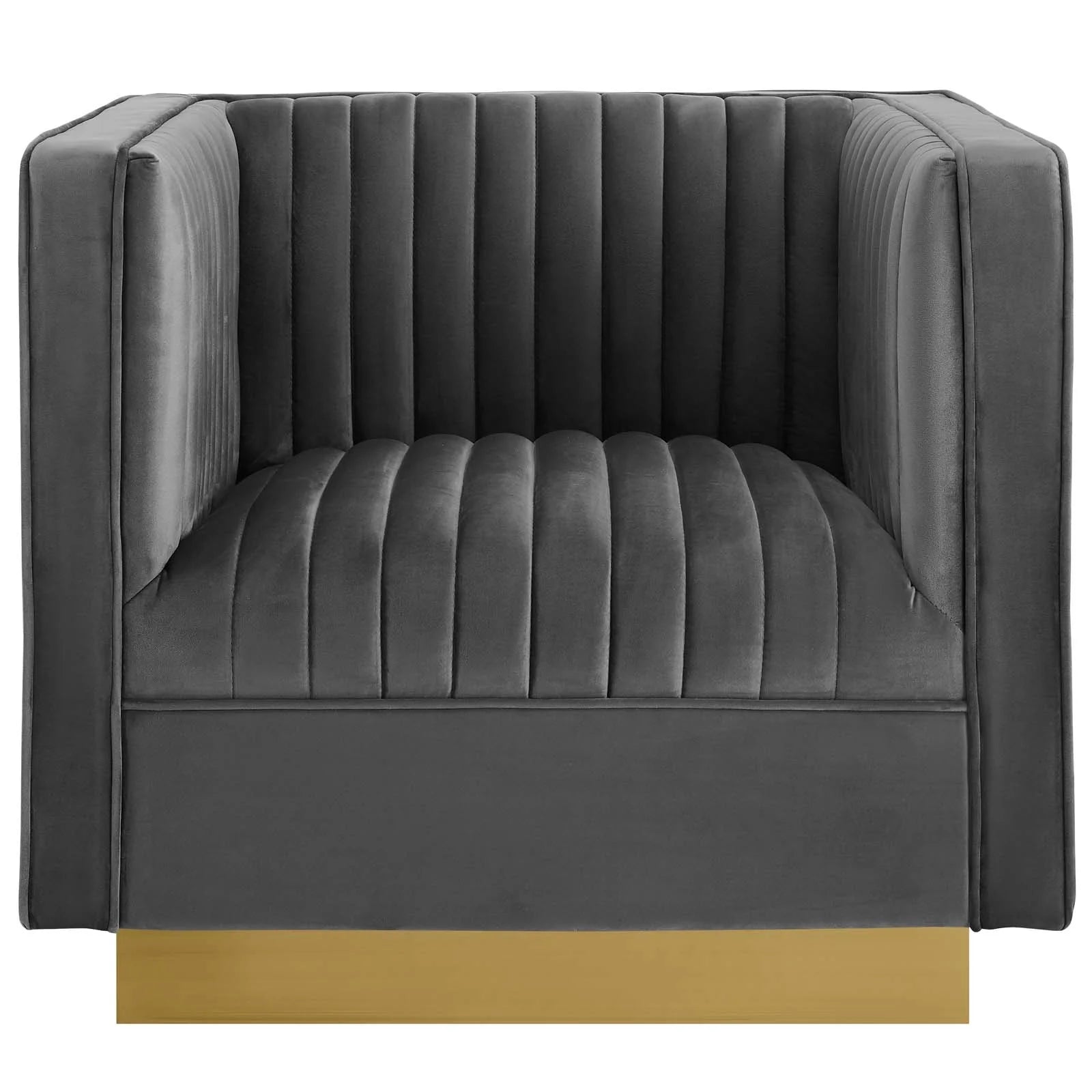 Sanguine Vertical Channel Tufted Accent Performance Velvet Armchair