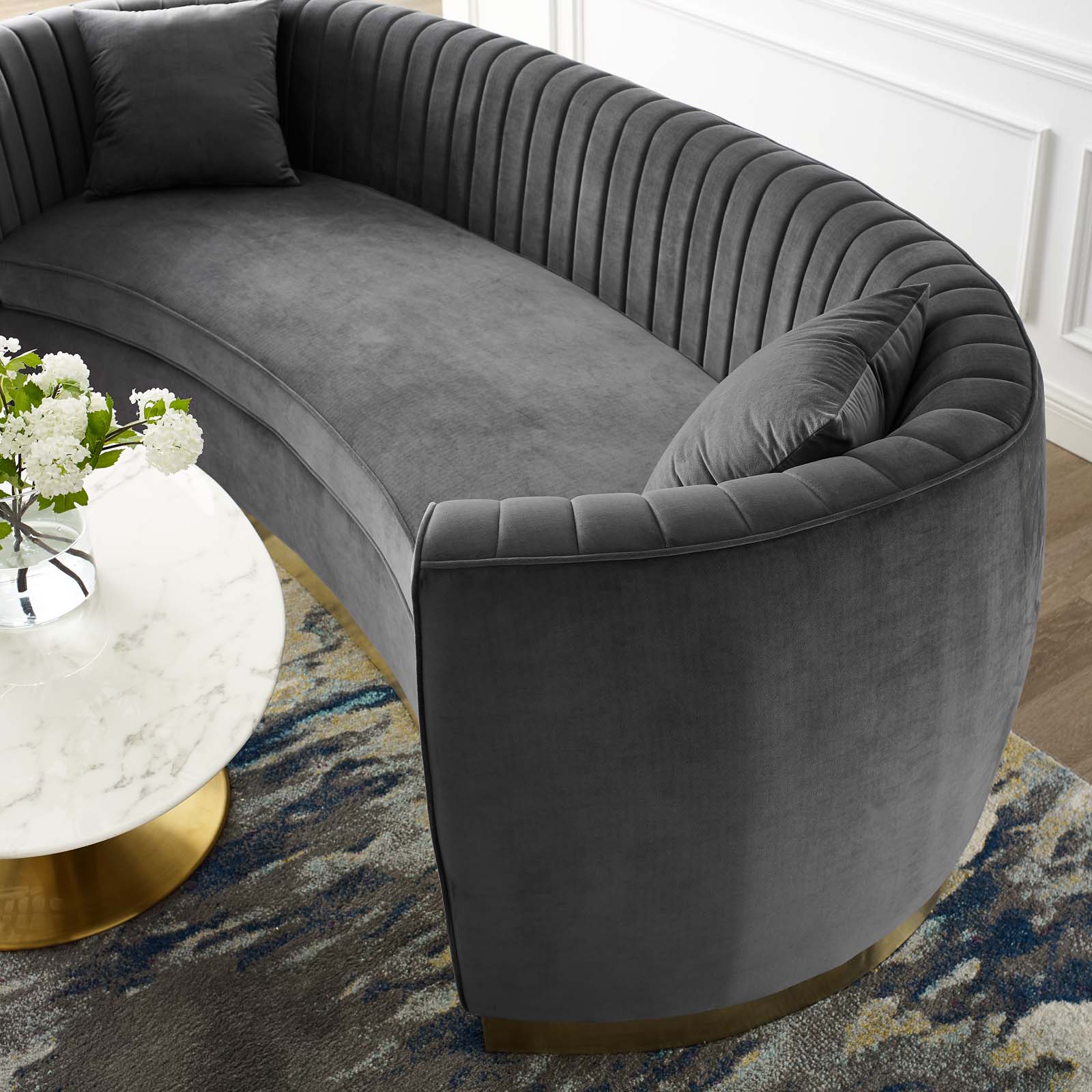 Elena Curved Velvet Sofa