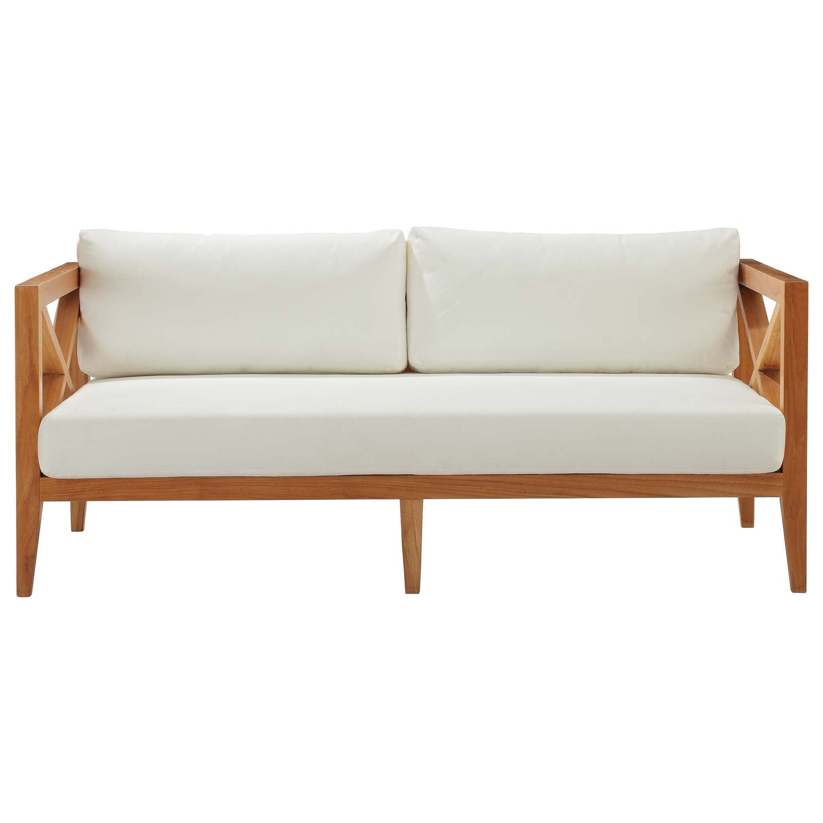 Northlake Outdoor Patio Premium Grade A Teak Wood Sofa in Natural White