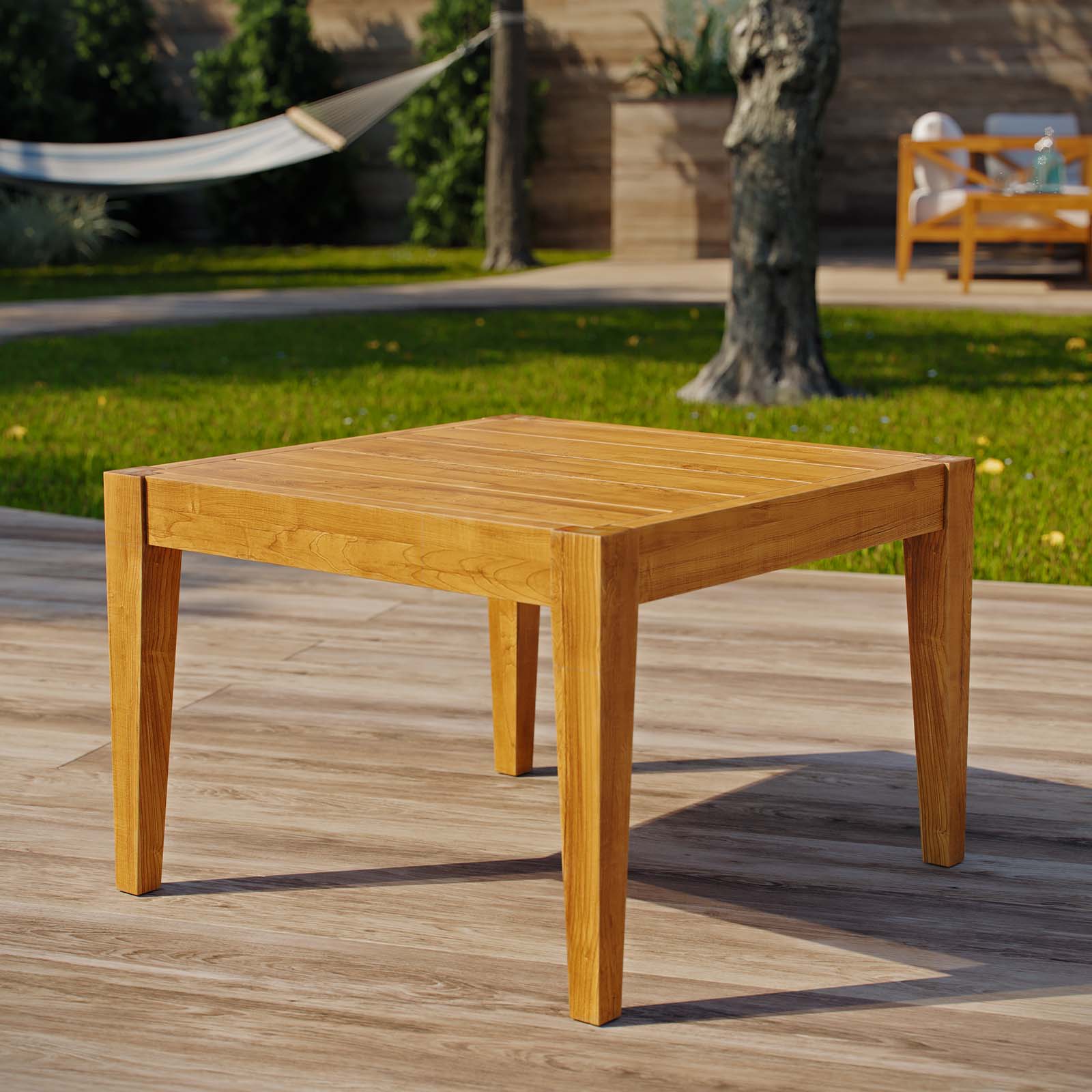 Table d'appoint en bois de teck de qualité supérieure Northlake Outdoor Patio en naturel 