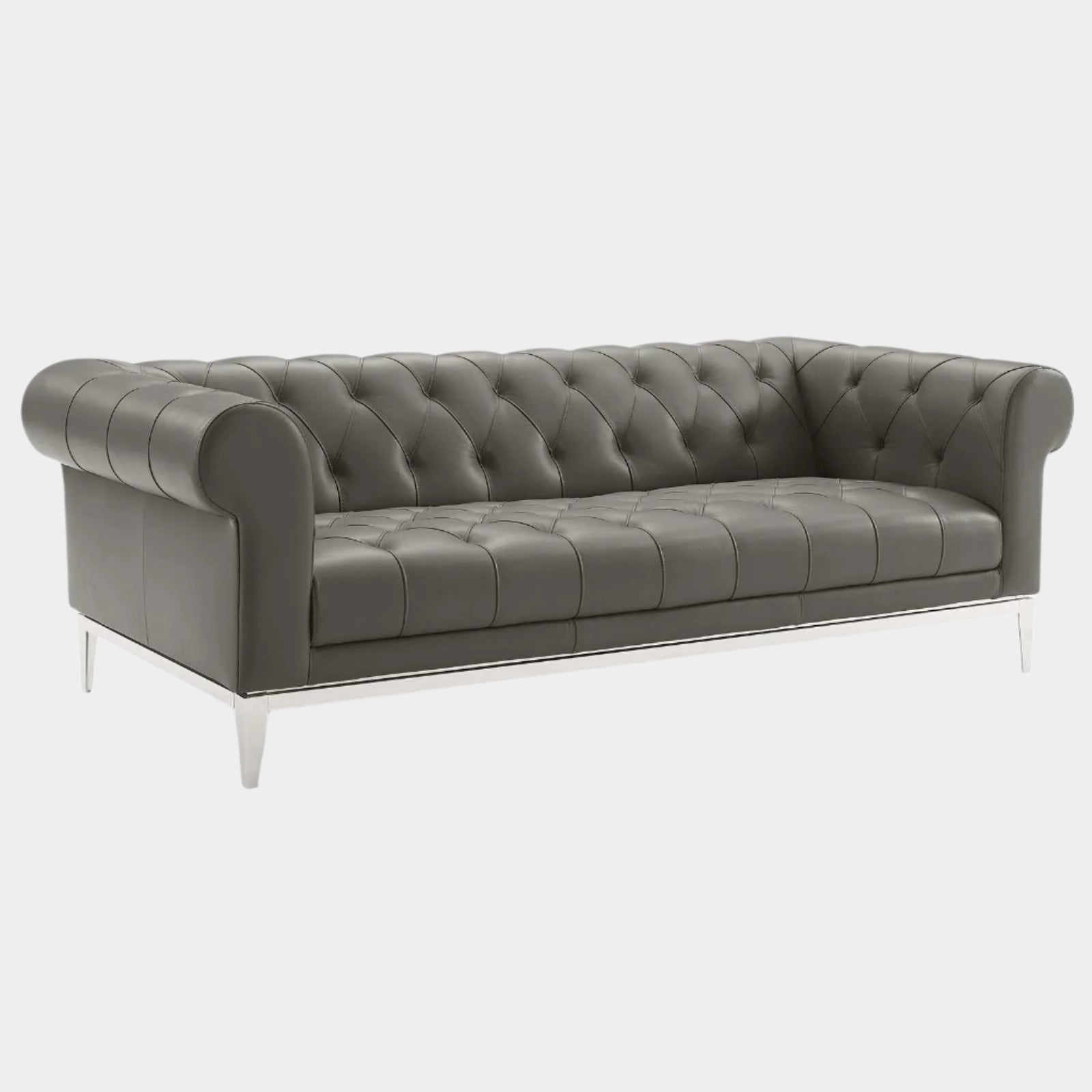 Idyll Tufted Button Upholstered Leather Chesterfield Sofa