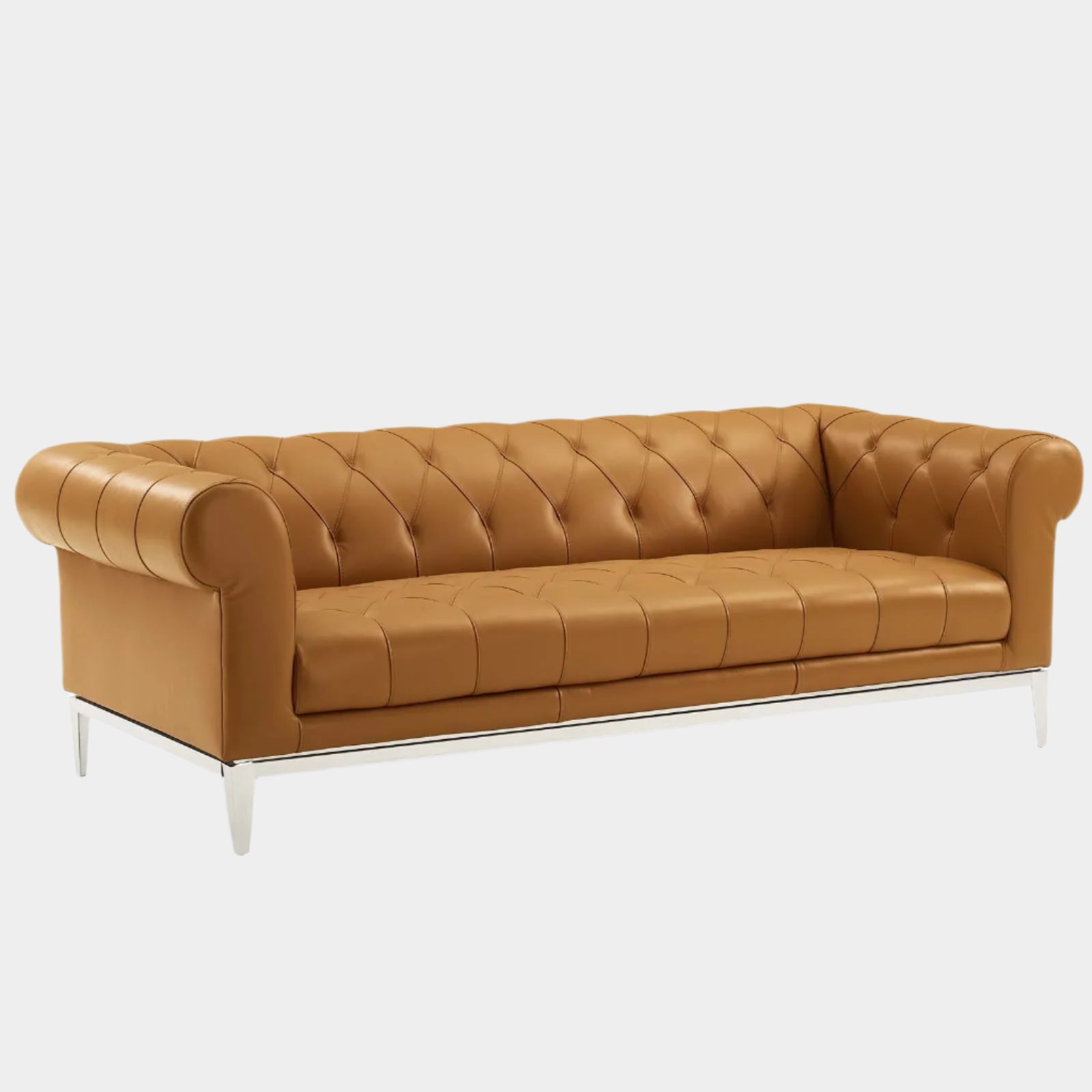 Idyll Tufted Button Upholstered Leather Chesterfield Sofa