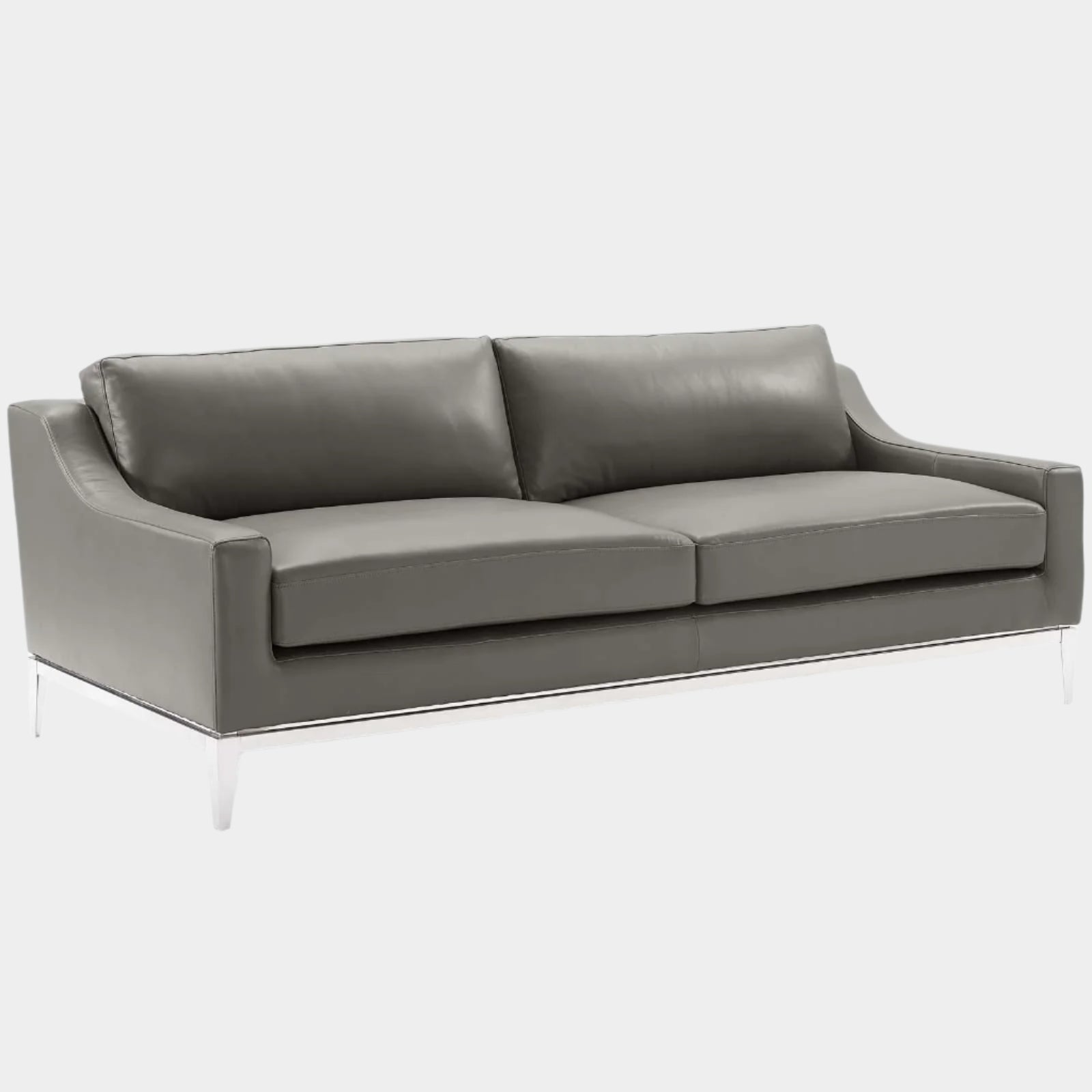 Harness 83.5" Stainless Steel Base Leather Sofa