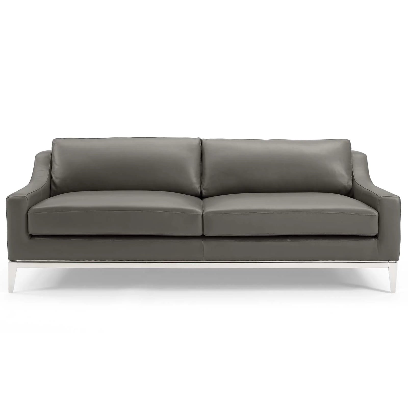 Harness 83.5" Stainless Steel Base Leather Sofa