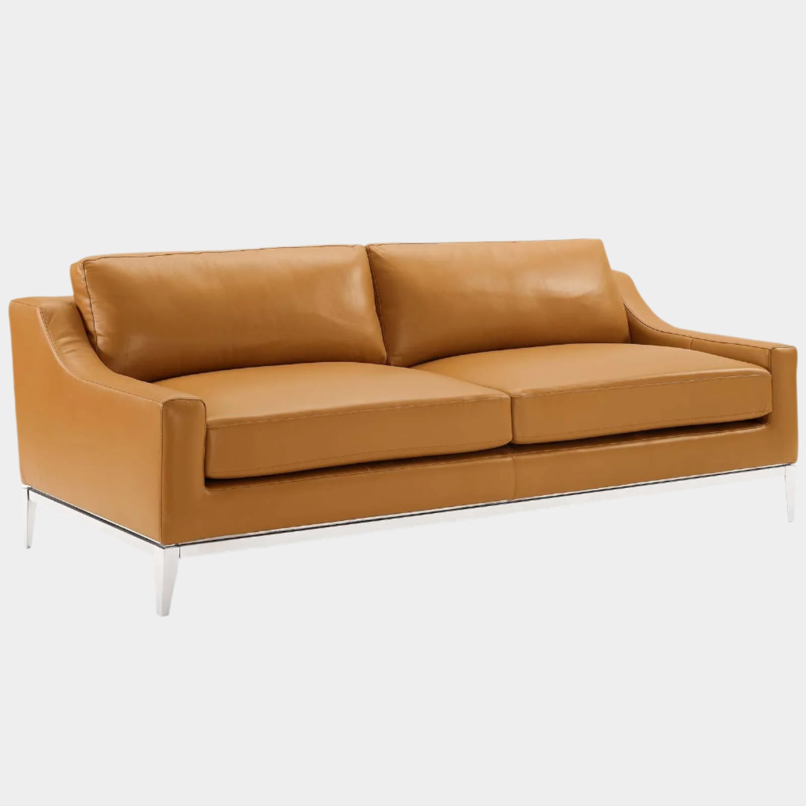 Harness 83.5" Stainless Steel Base Leather Sofa