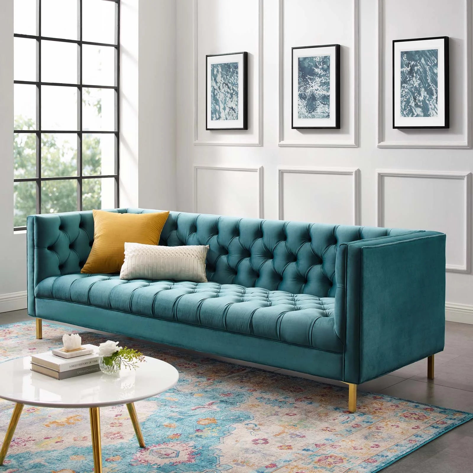 Delight Tufted Button Performance Velvet Sofa