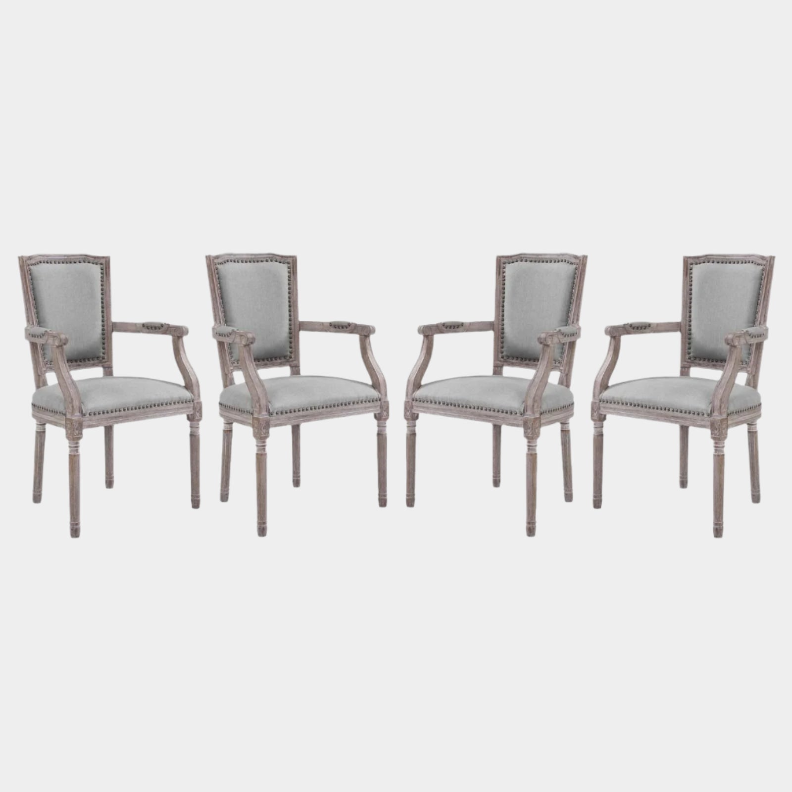 Penchant Dining Armchair Upholstered Fabric Set of 4