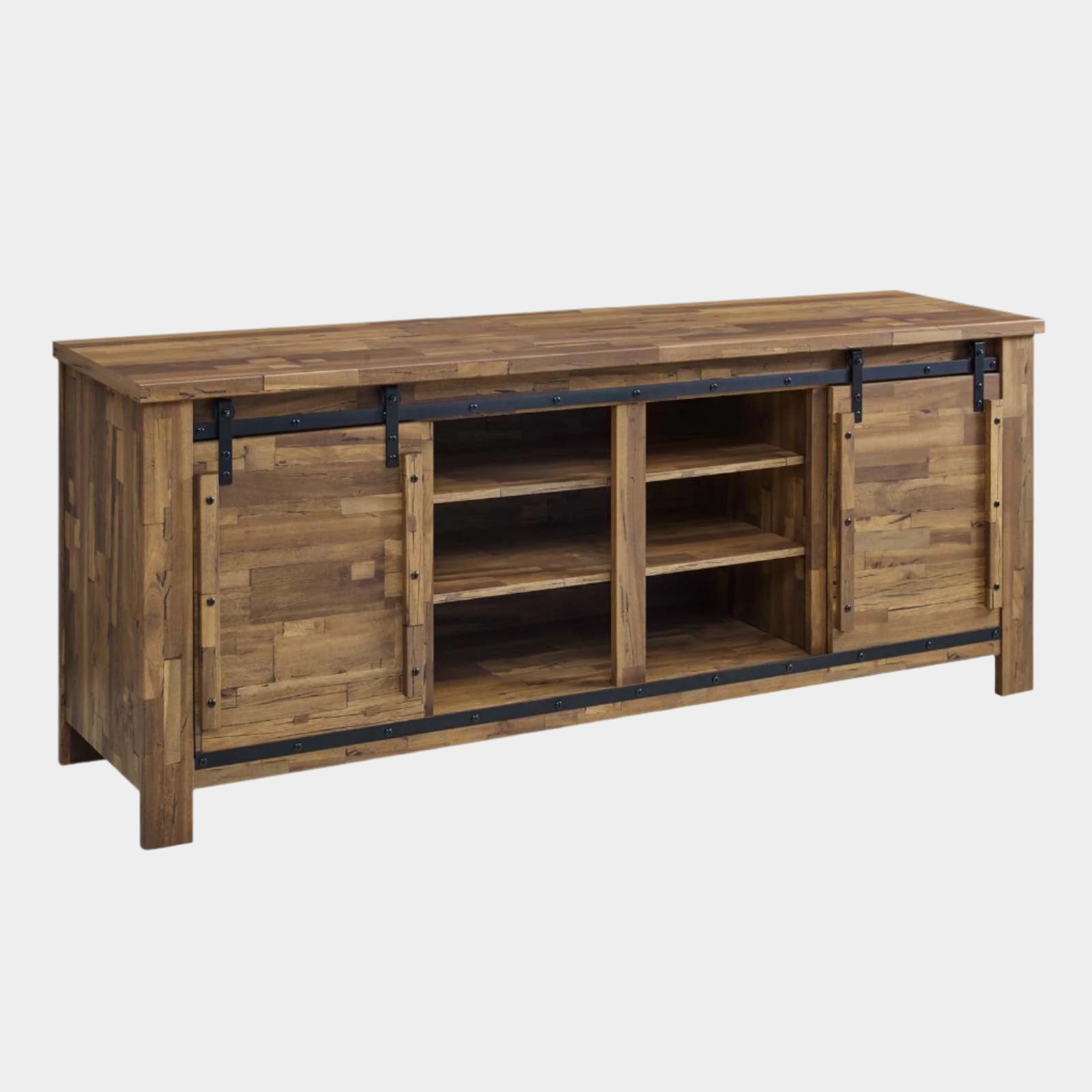 Cheshire 71" Rustic Sliding Door TV Stand in Walnut