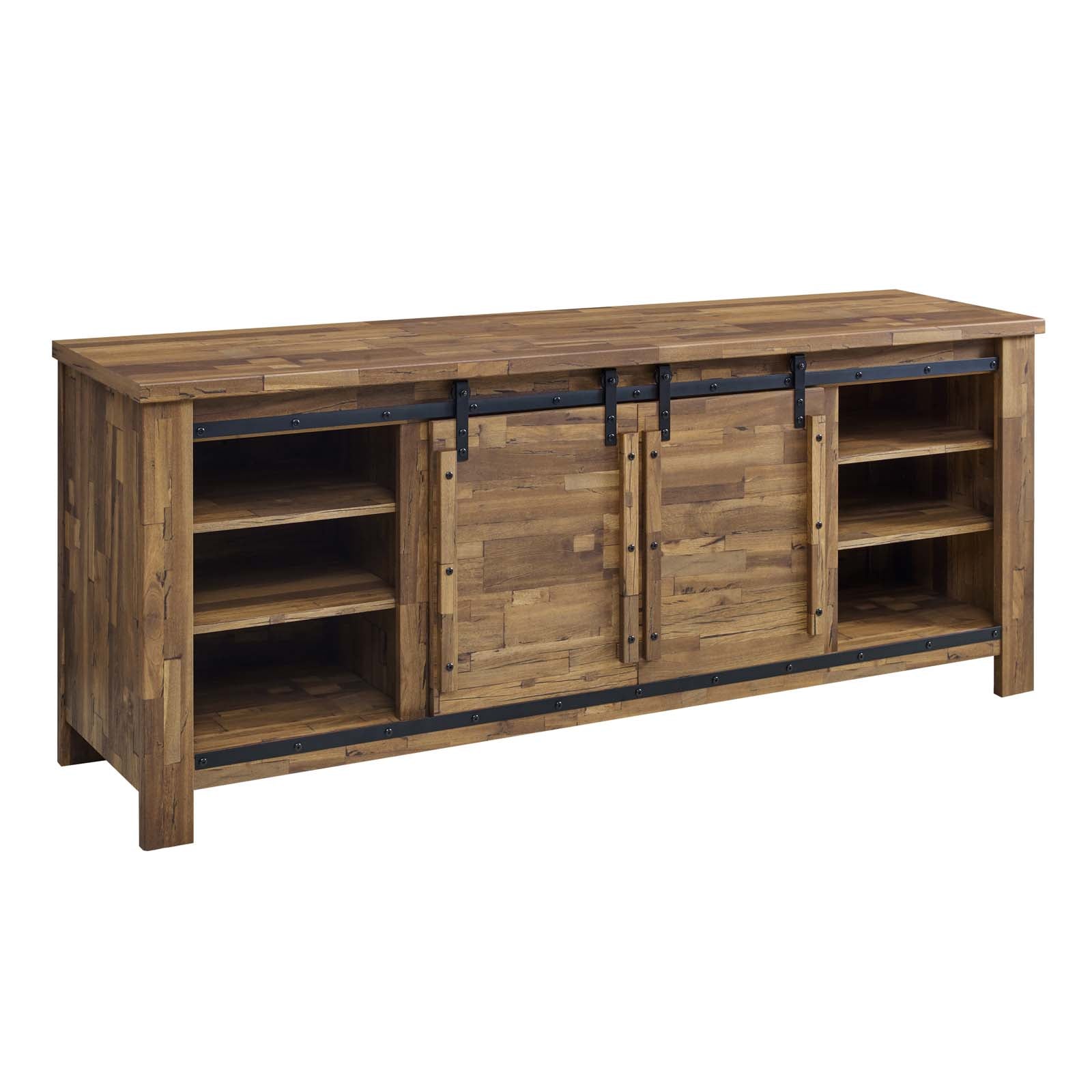 Cheshire 71" Rustic Sliding Door TV Stand in Walnut