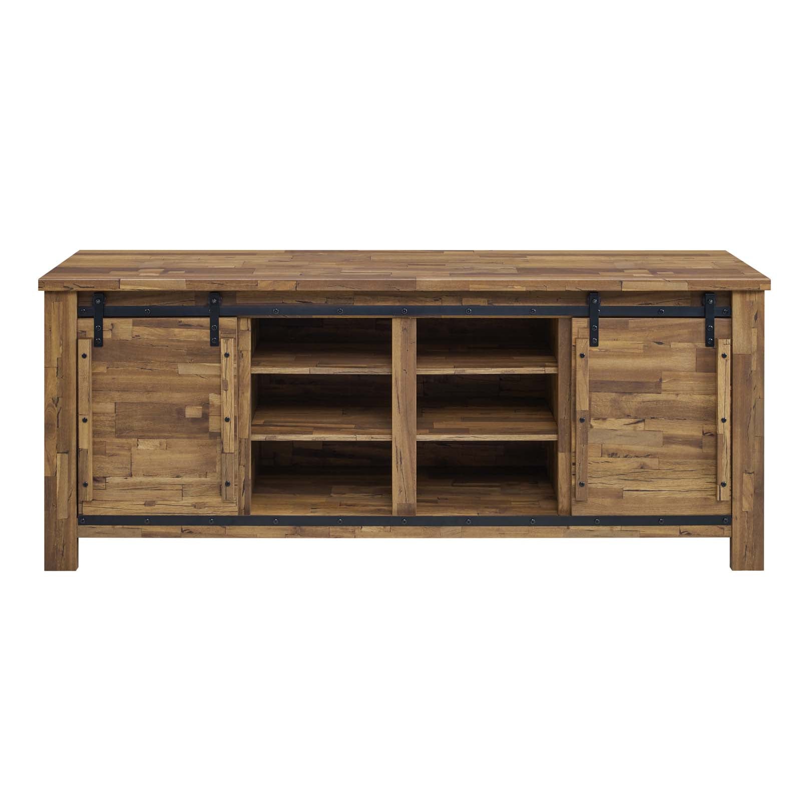 Cheshire 71" Rustic Sliding Door TV Stand in Walnut