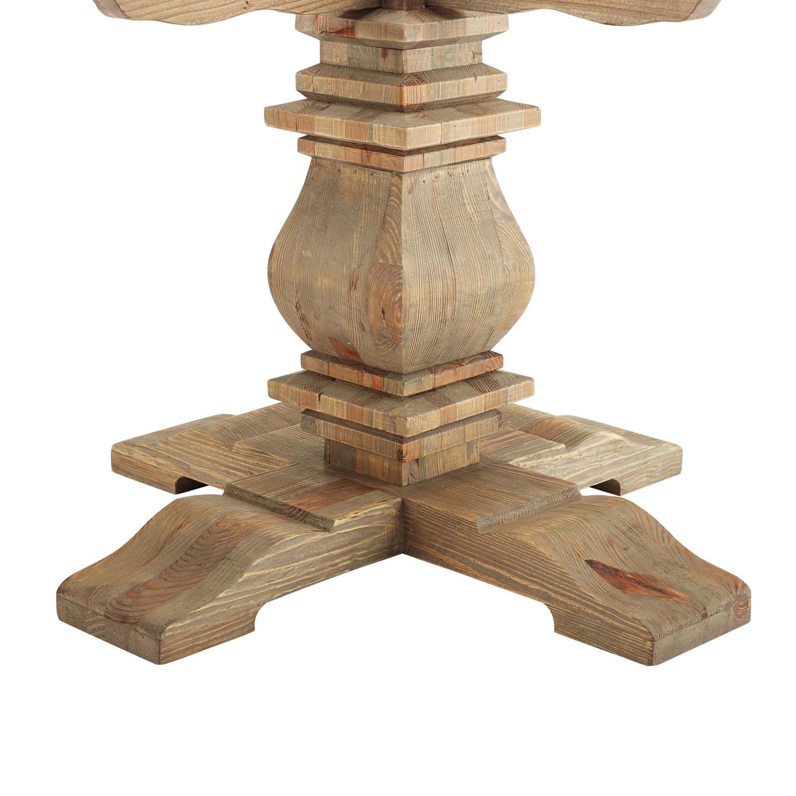 Column 47" Round Pine Wood Dining Table in Brown