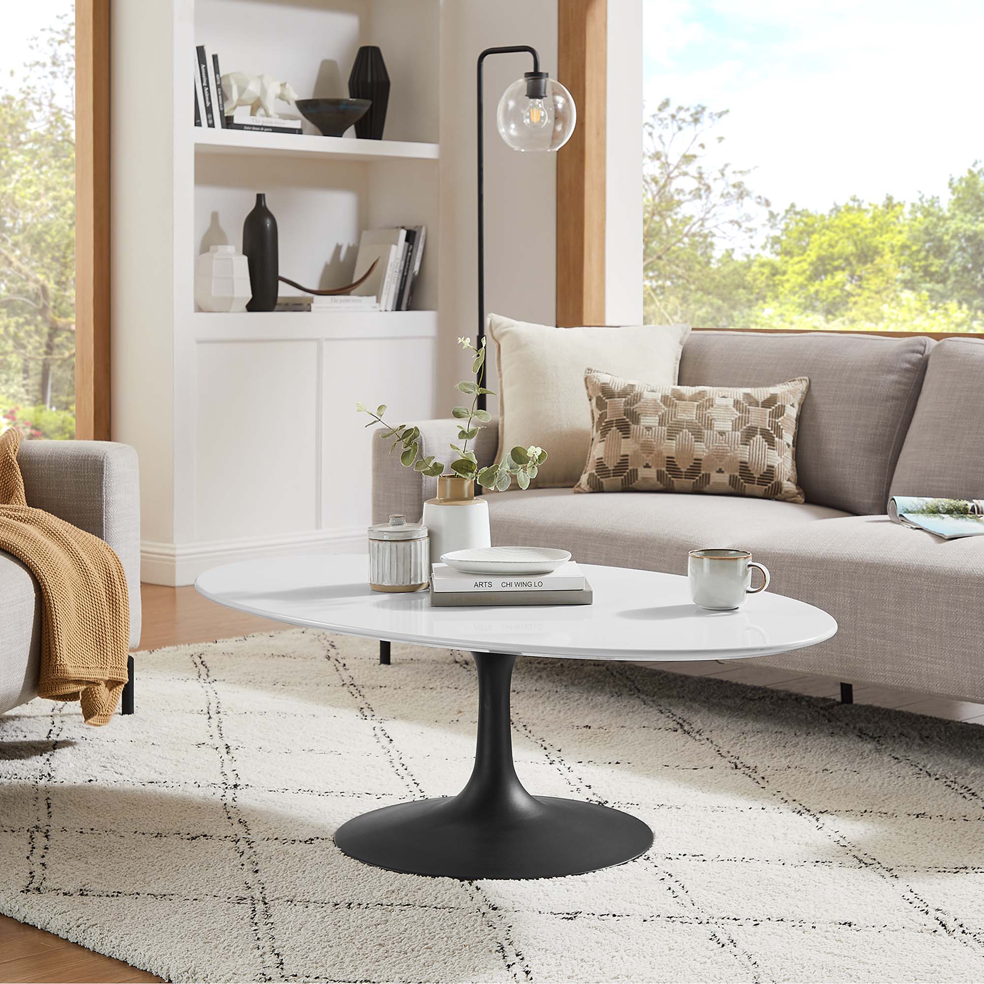 Oval-Shaped Wood Coffee Table