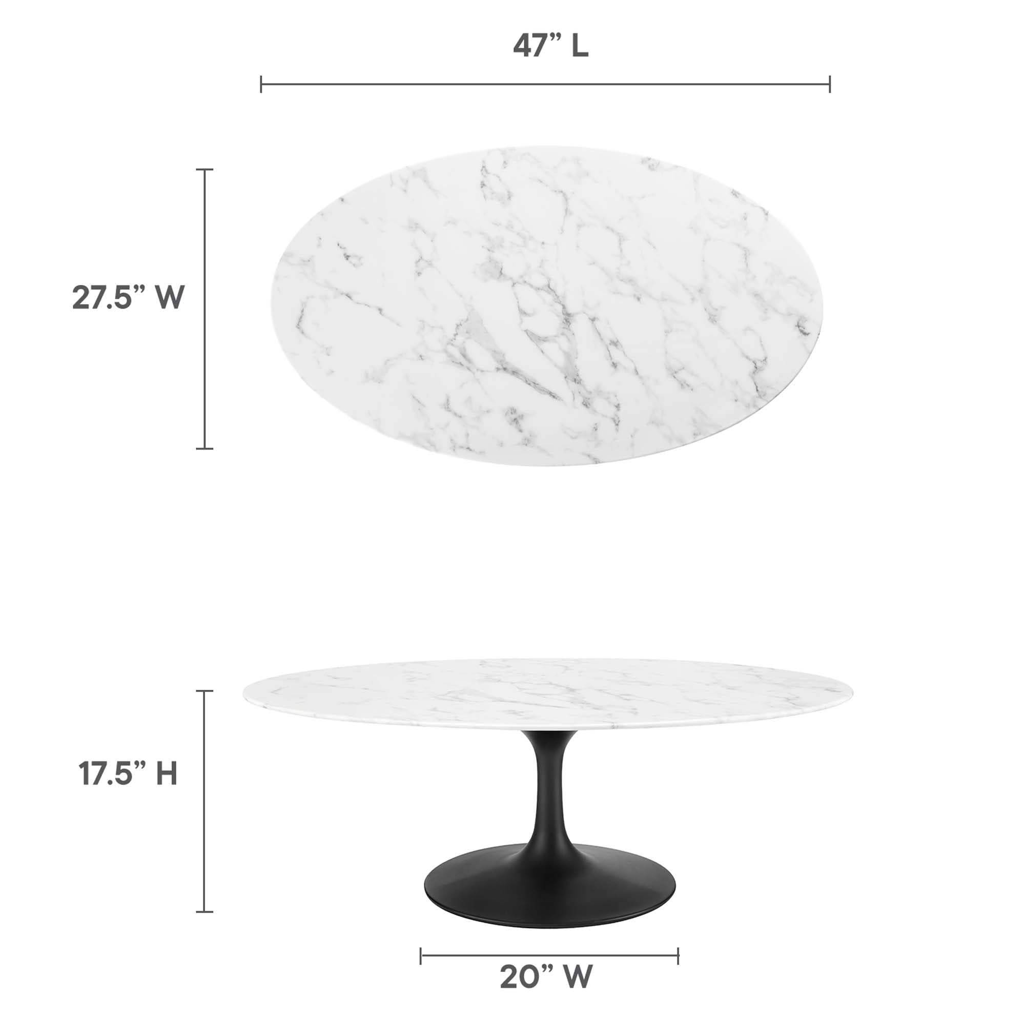 Oval Faux Marble Coffee Table