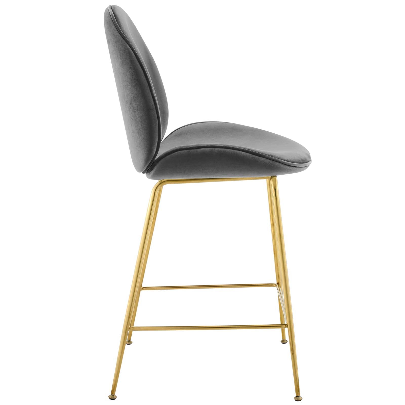 Scoop Gold Stainless Steel Leg Performance Velvet Counter Stool