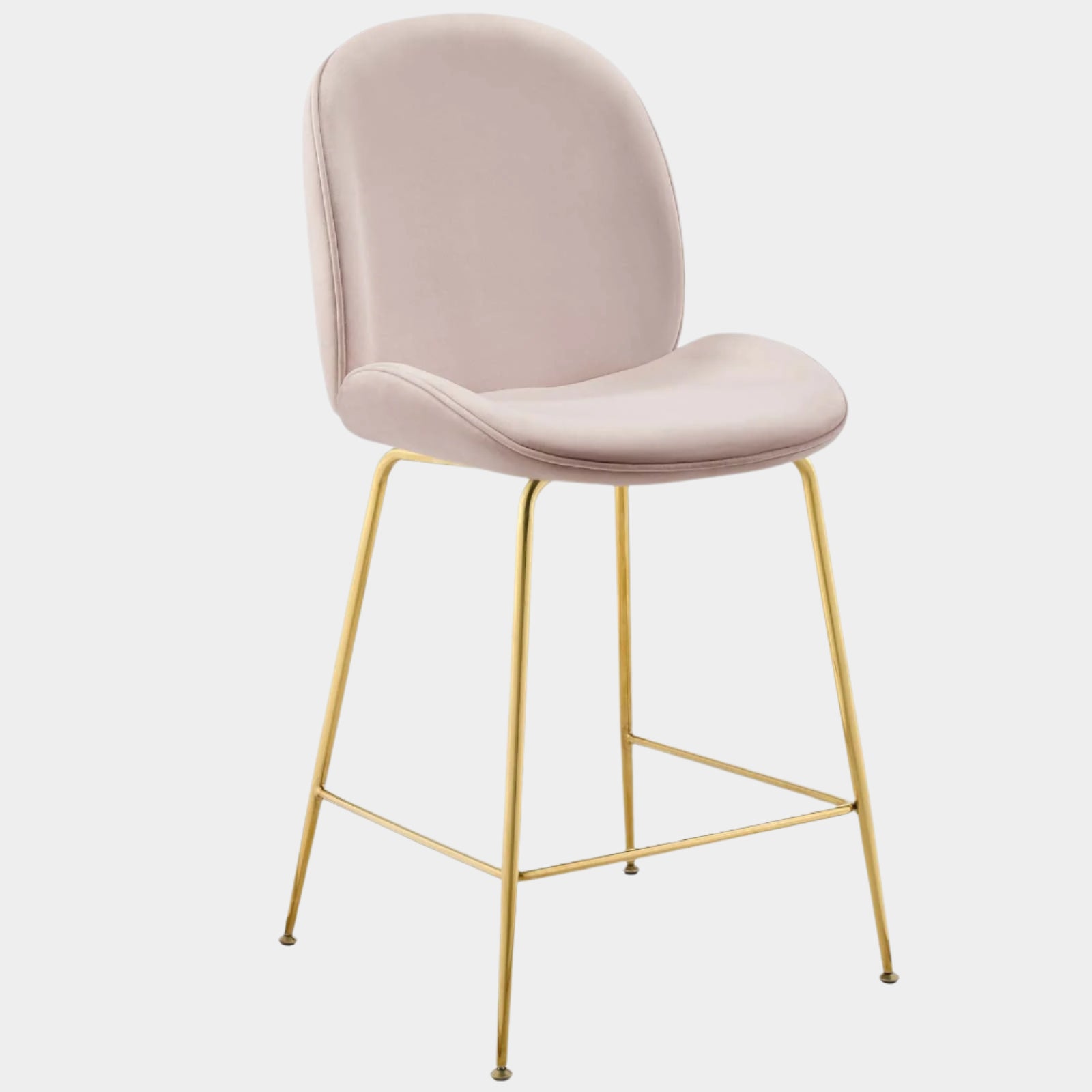 Scoop Gold Stainless Steel Leg Performance Velvet Counter Stool