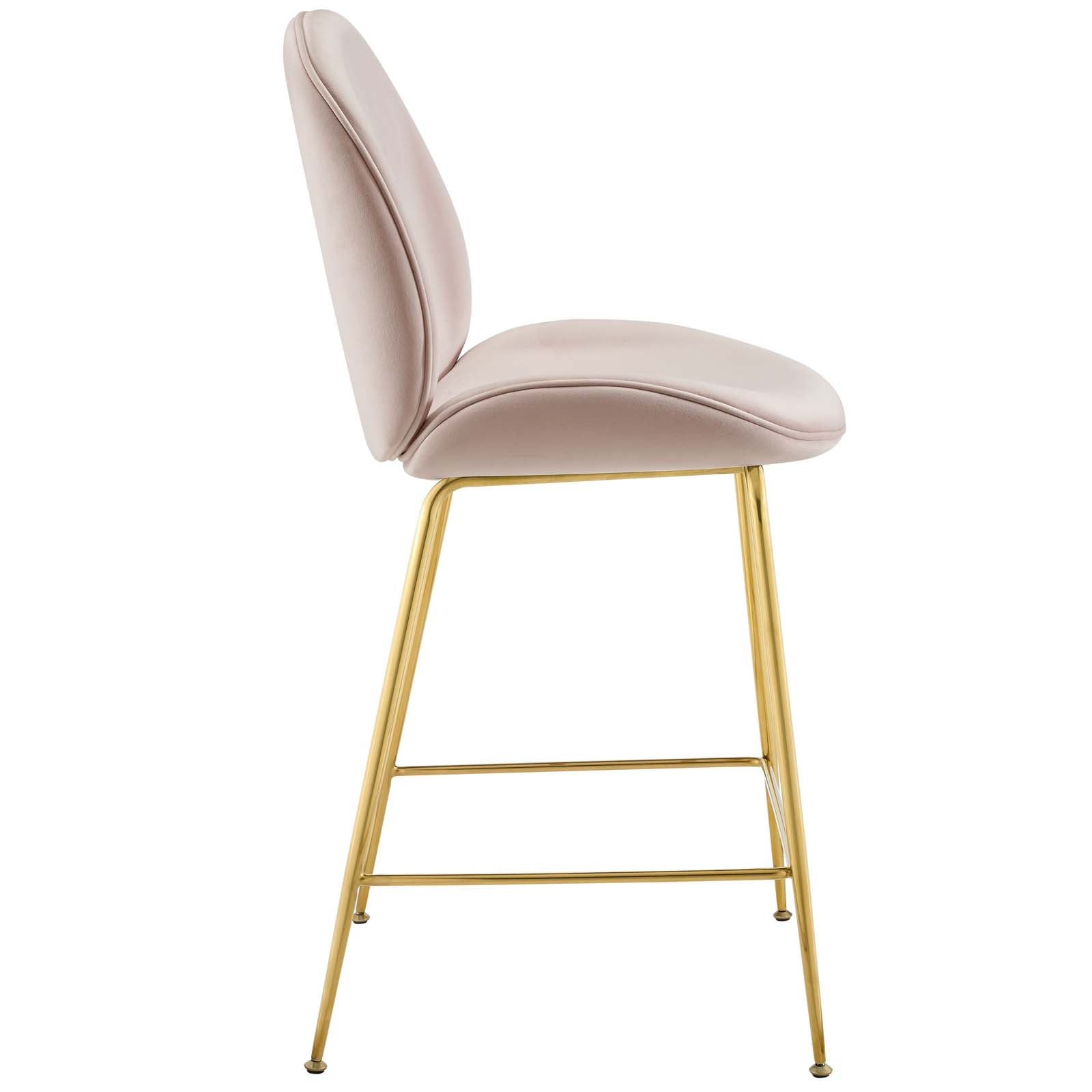 Scoop Gold Stainless Steel Leg Performance Velvet Counter Stool