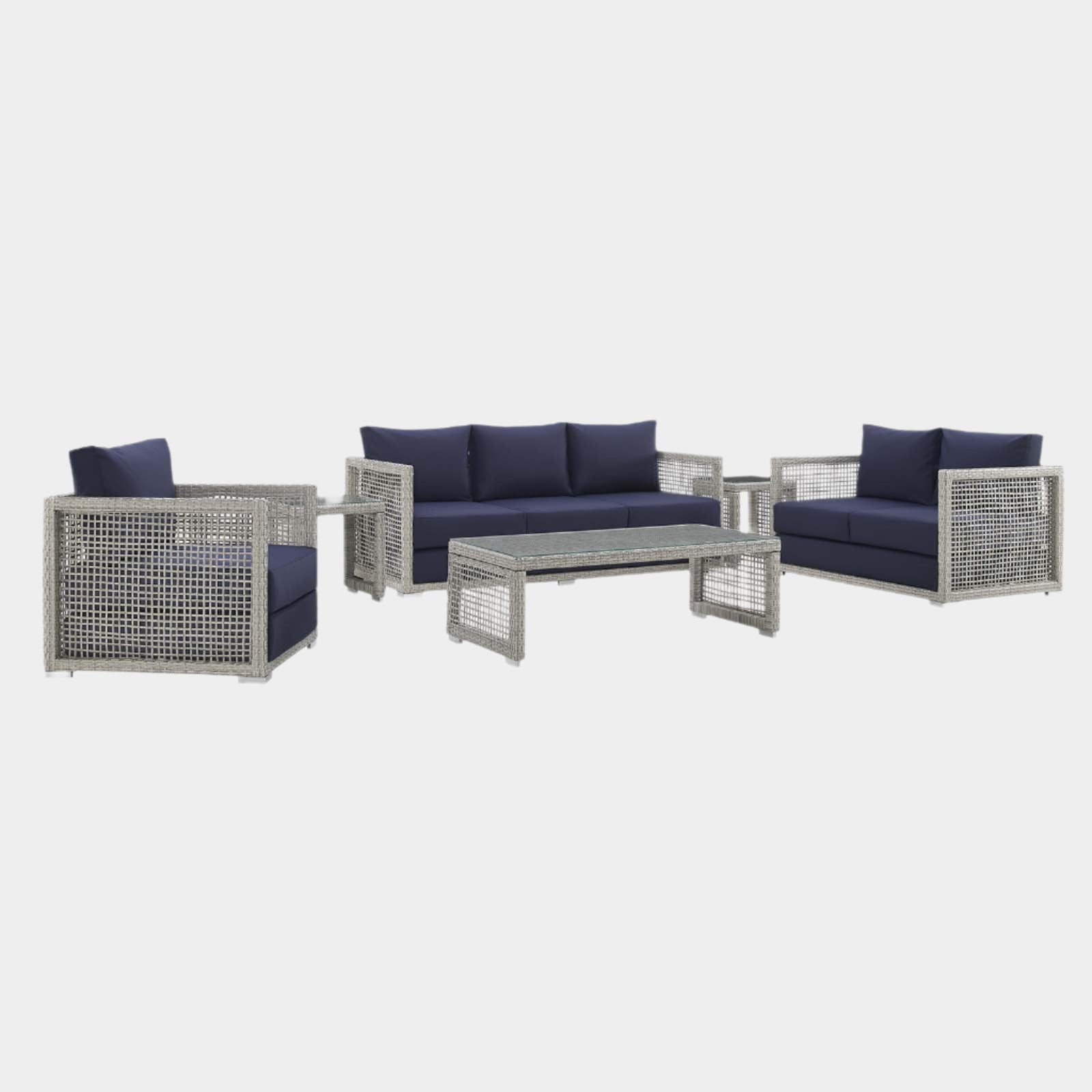 Aura 6 Piece Outdoor Patio Wicker Rattan Set