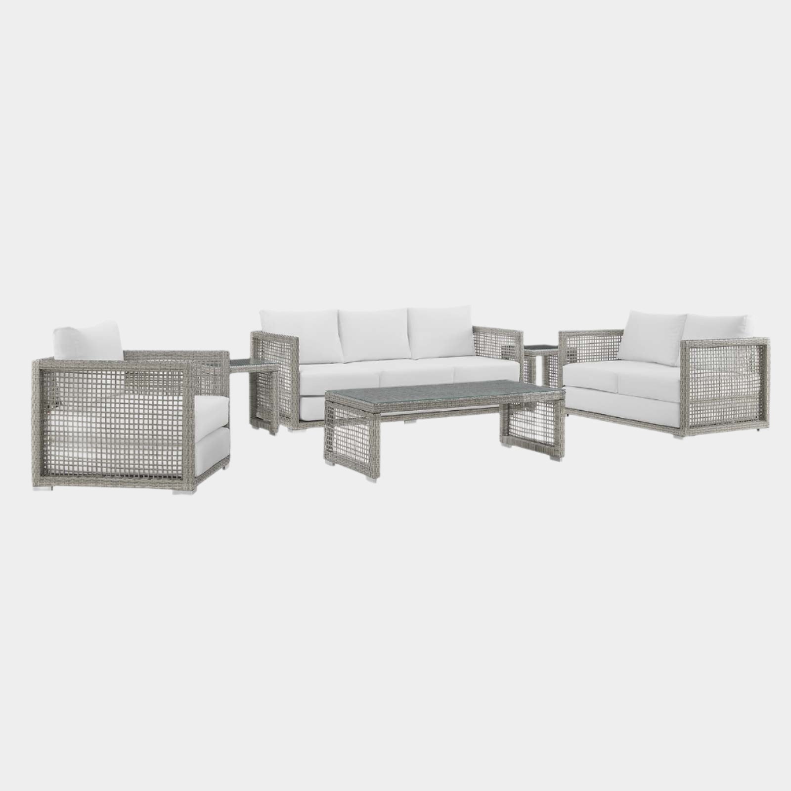 Aura 6 Piece Outdoor Patio Wicker Rattan Set