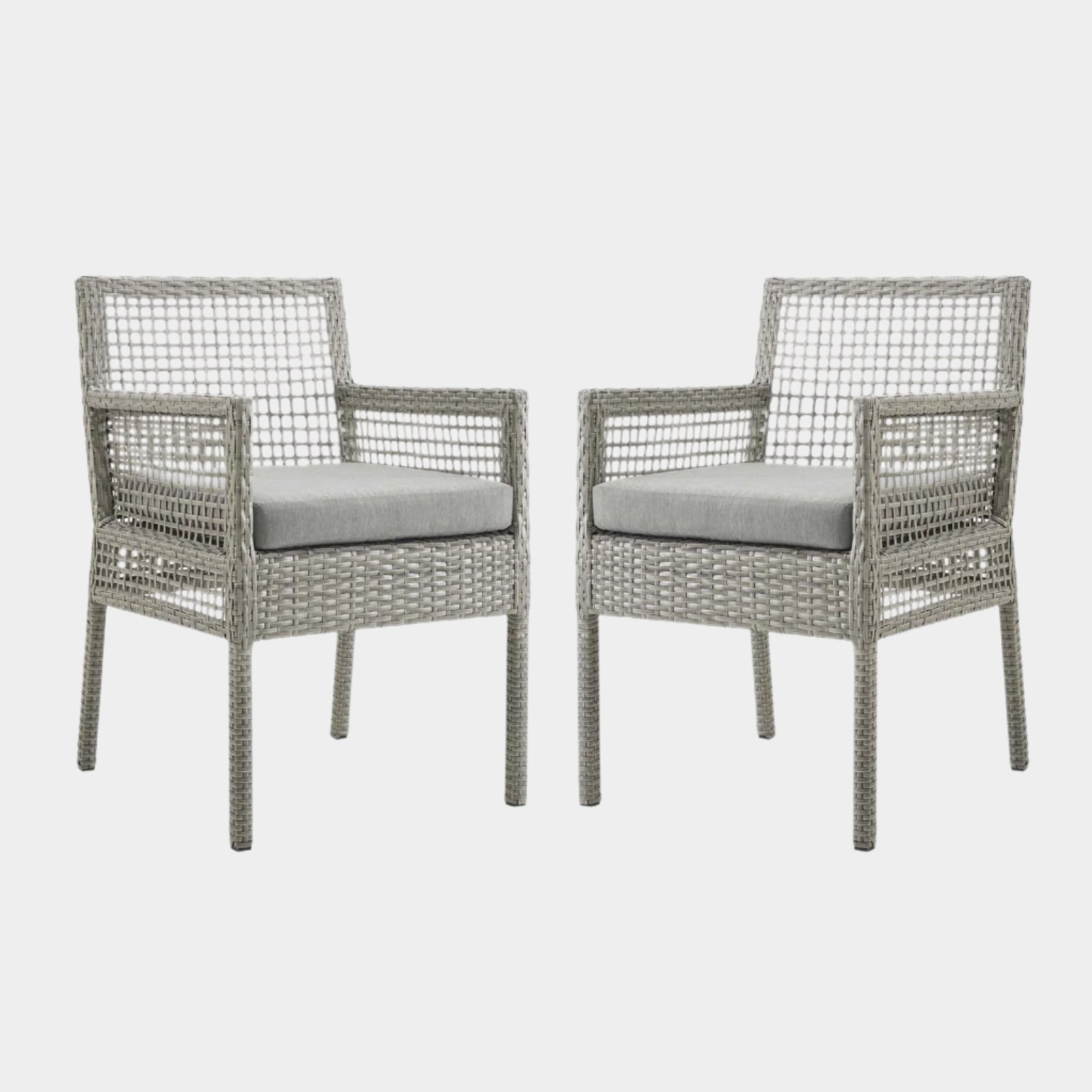 Ensemble de 2 fauteuils de salle à manger en rotin et osier pour patio extérieur Aura 