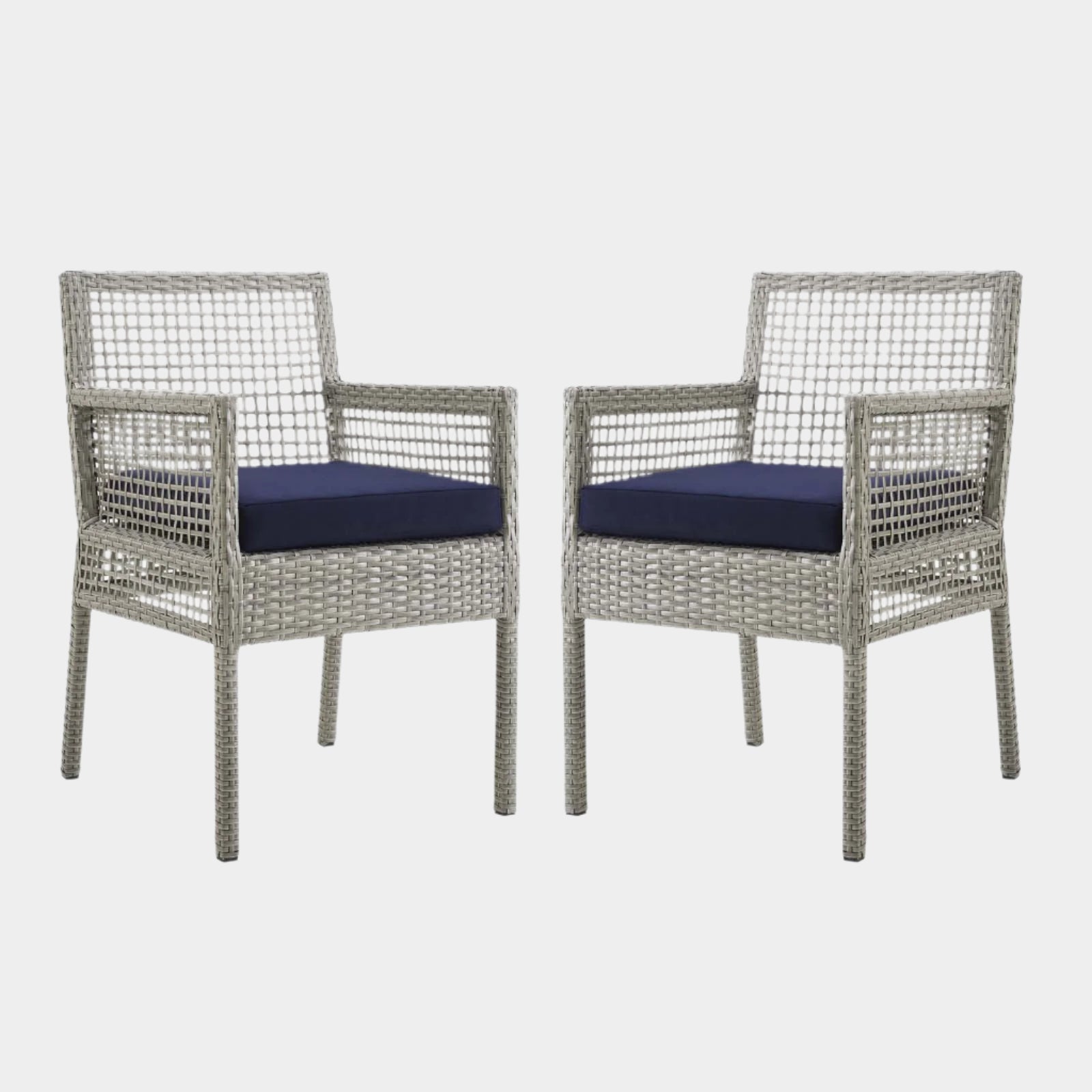 Ensemble de 2 fauteuils de salle à manger en rotin et osier pour patio extérieur Aura 