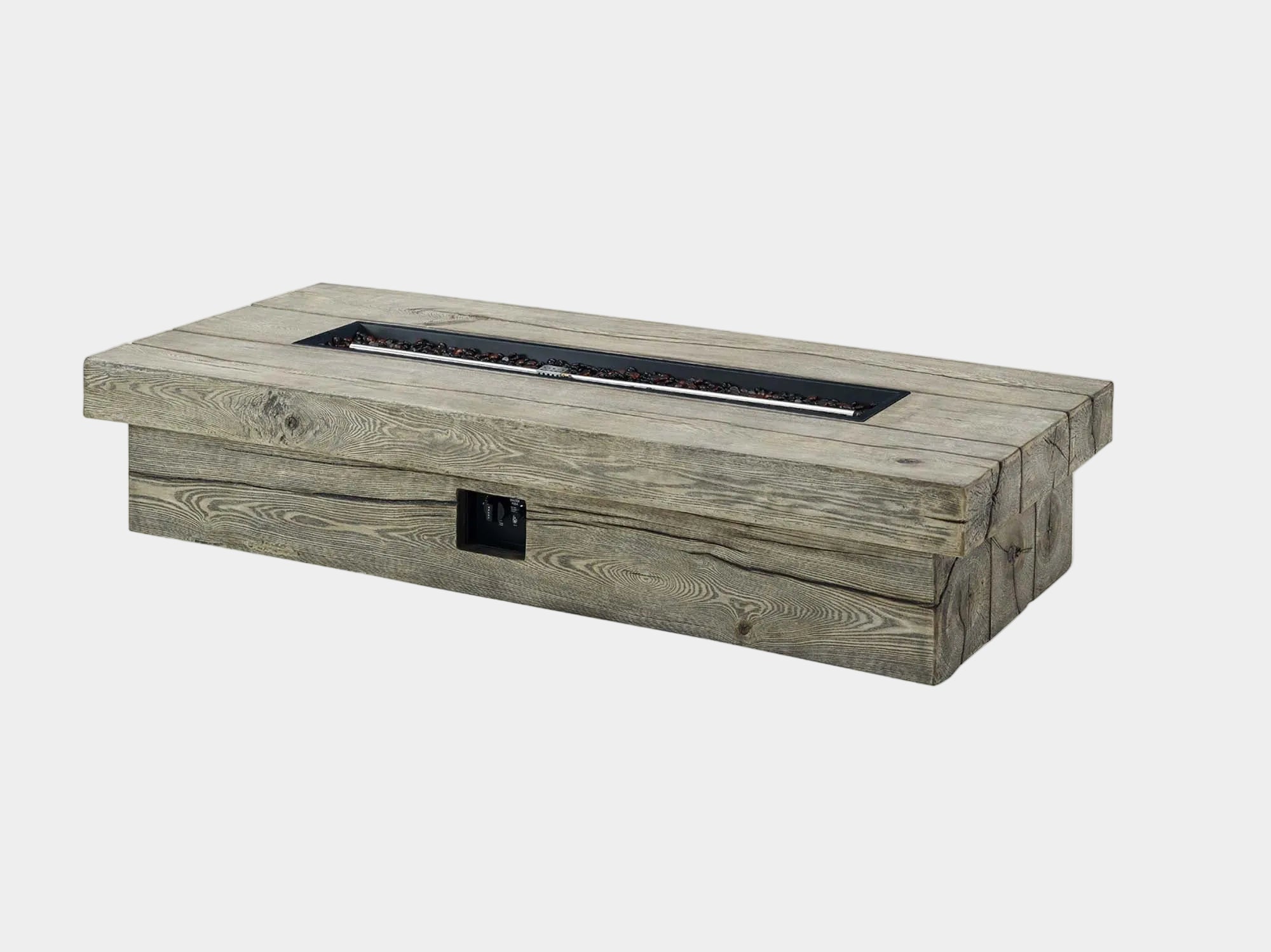 Manteo 70" Rectangular Outdoor Patio Fire Pit Table in Light Gray