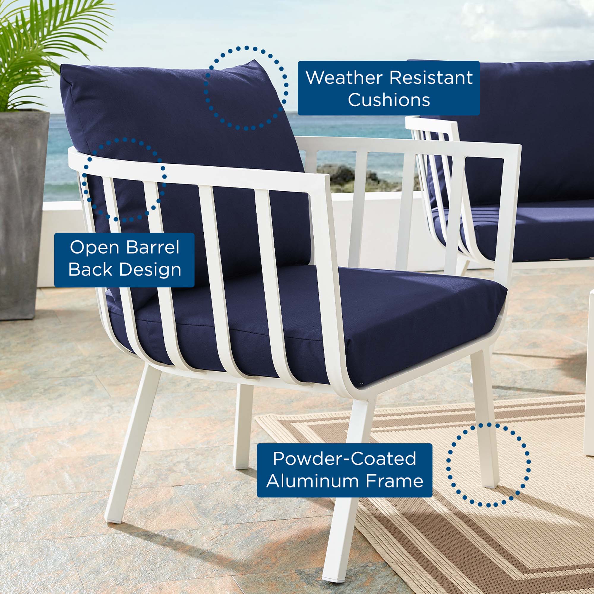 Fauteuil d'extérieur en aluminium Riverside 