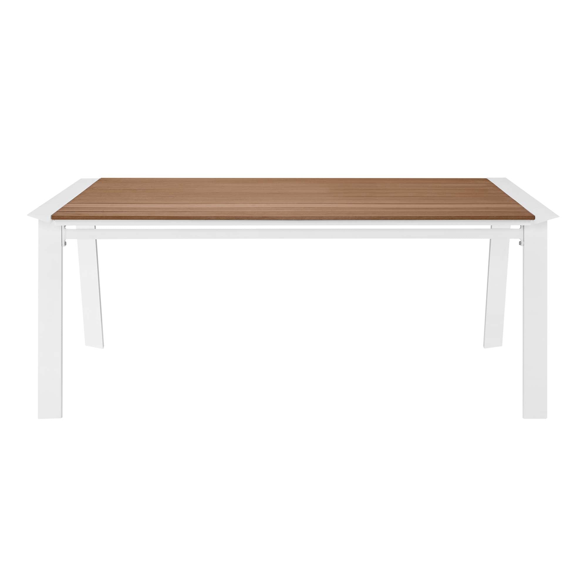 Table à manger d'extérieur en aluminium Roanoke de 73 po en blanc naturel 