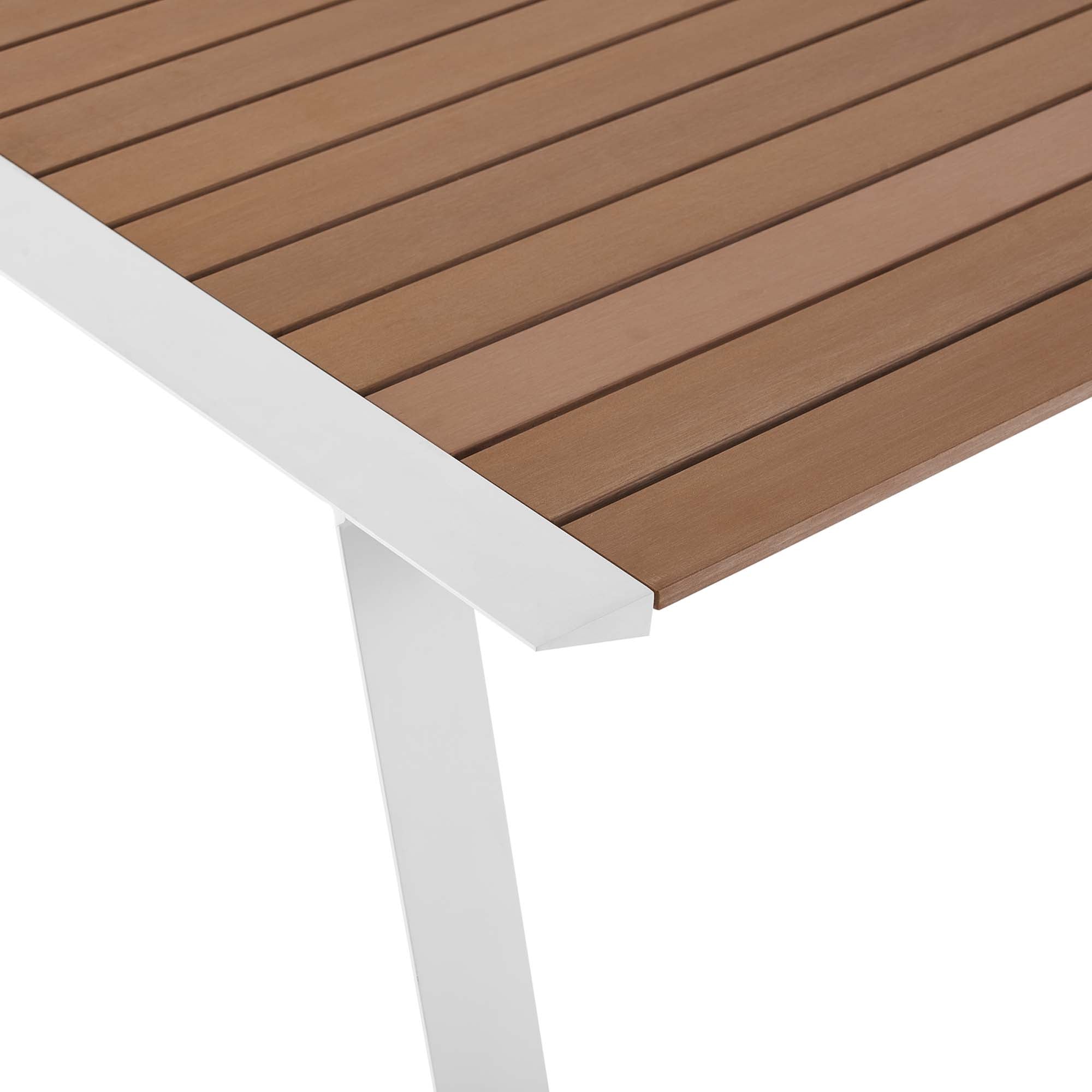 Roanoke 73" Outdoor Patio Aluminum Dining Table in White Natural