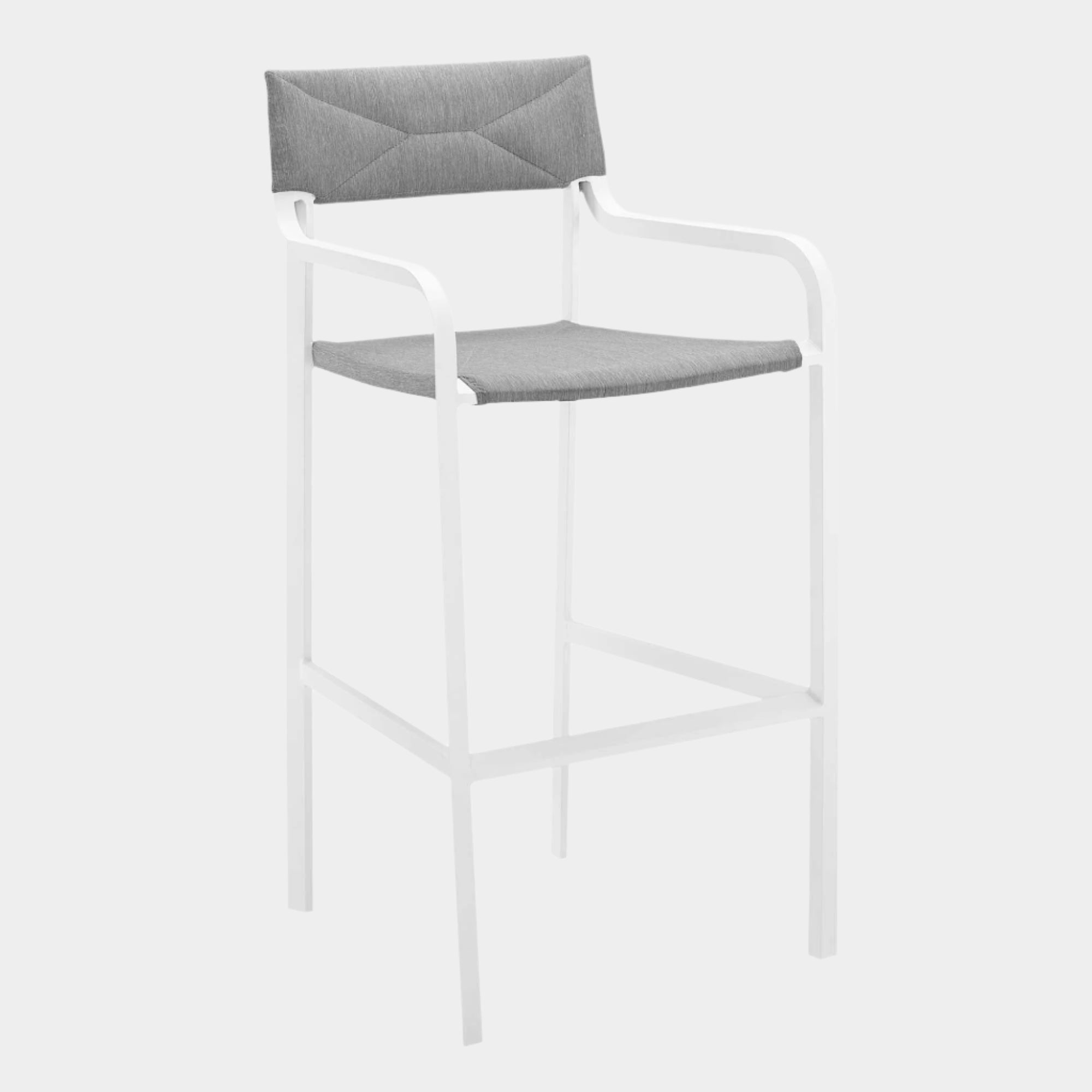 Raleigh Stackable Outdoor Patio Aluminum Bar Stool in White Gray