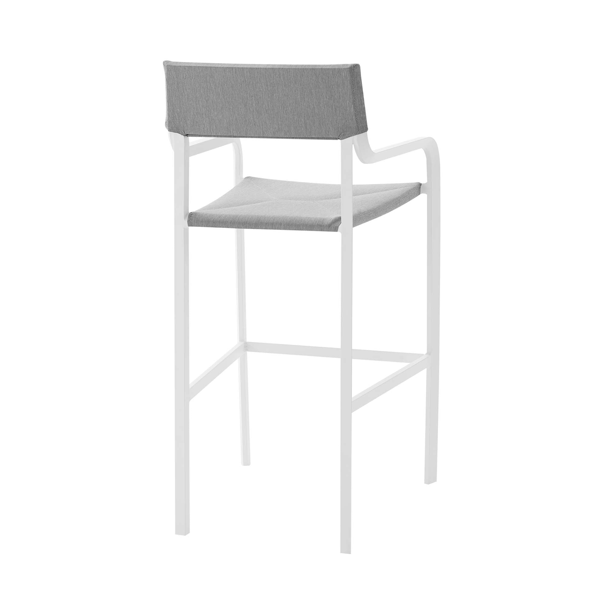 Raleigh Stackable Outdoor Patio Aluminum Bar Stool in White Gray