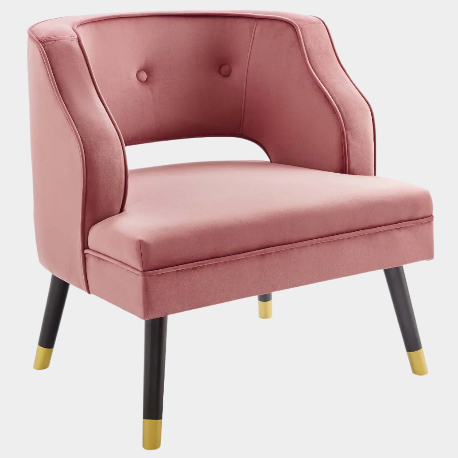 Traipse Button Tufted Open Back Performance Velvet Armchair